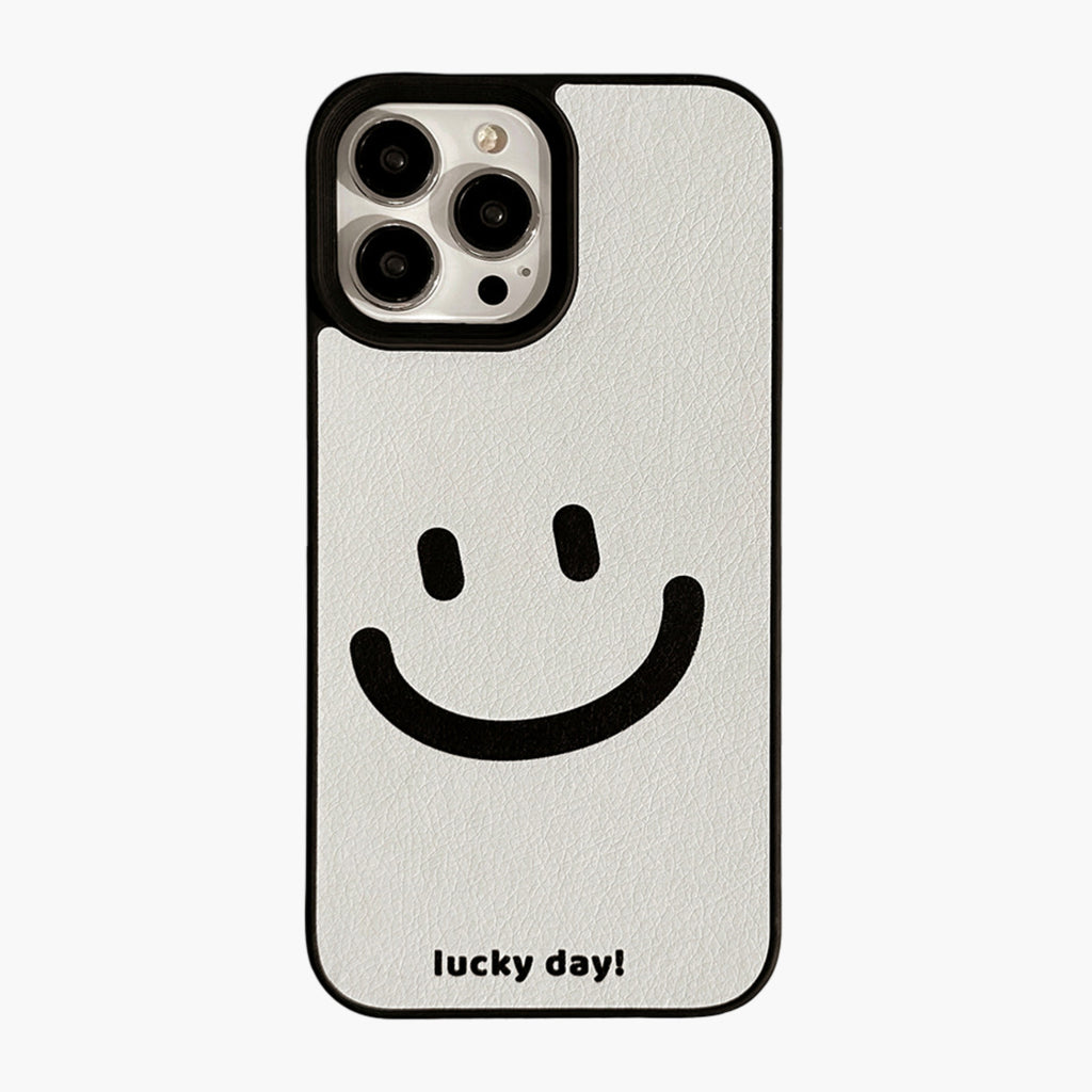 Anna-Kaci Smiley Face Phone Case with Textured Finish Minimal Graphic Design Protective Cover