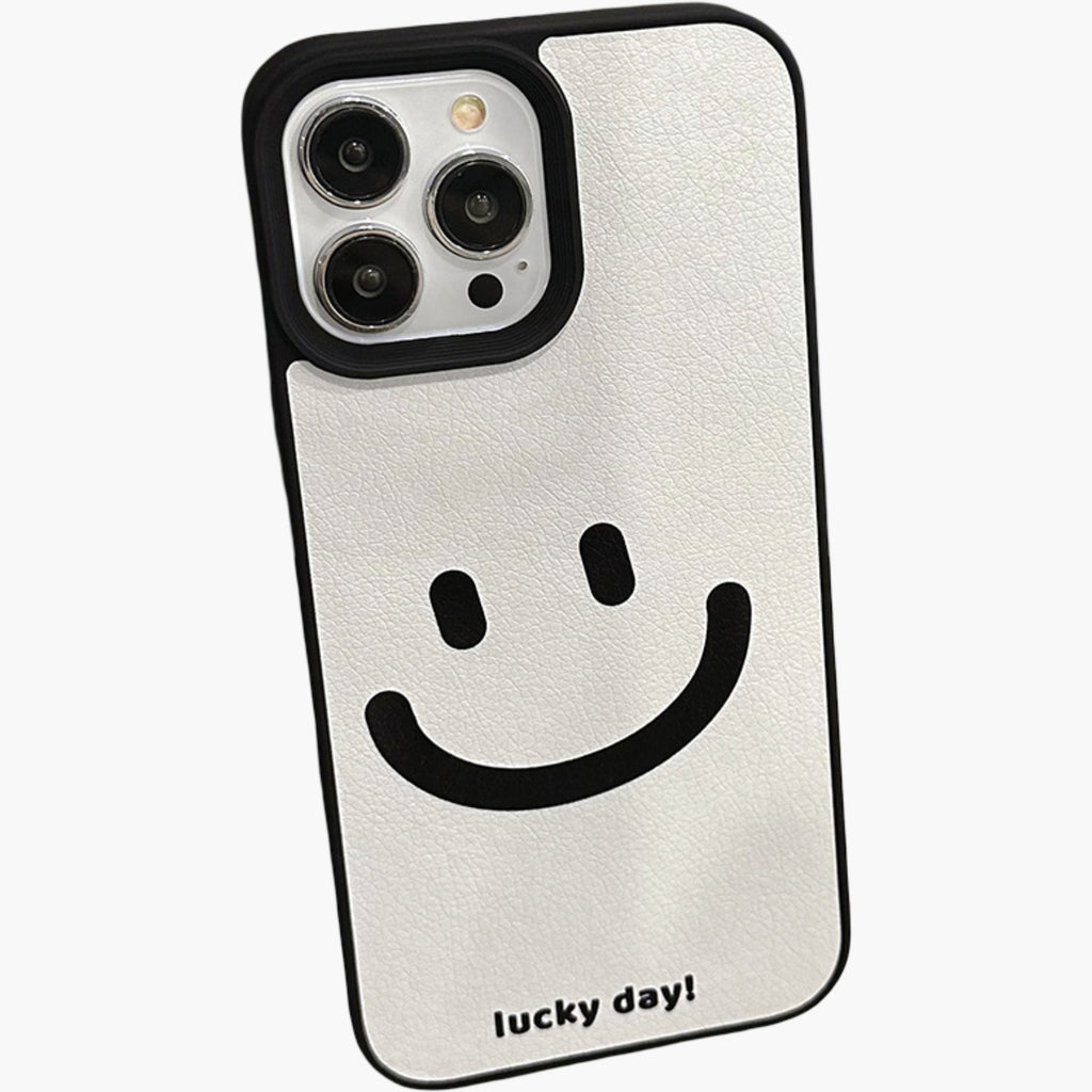 Anna-Kaci Smiley Face Phone Case with Textured Finish Minimal Graphic Design Protective Cover