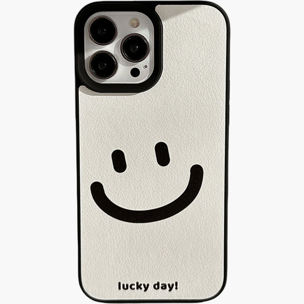 Anna-Kaci Smiley Face Phone Case with Textured Finish Minimal Graphic Design Protective Cover