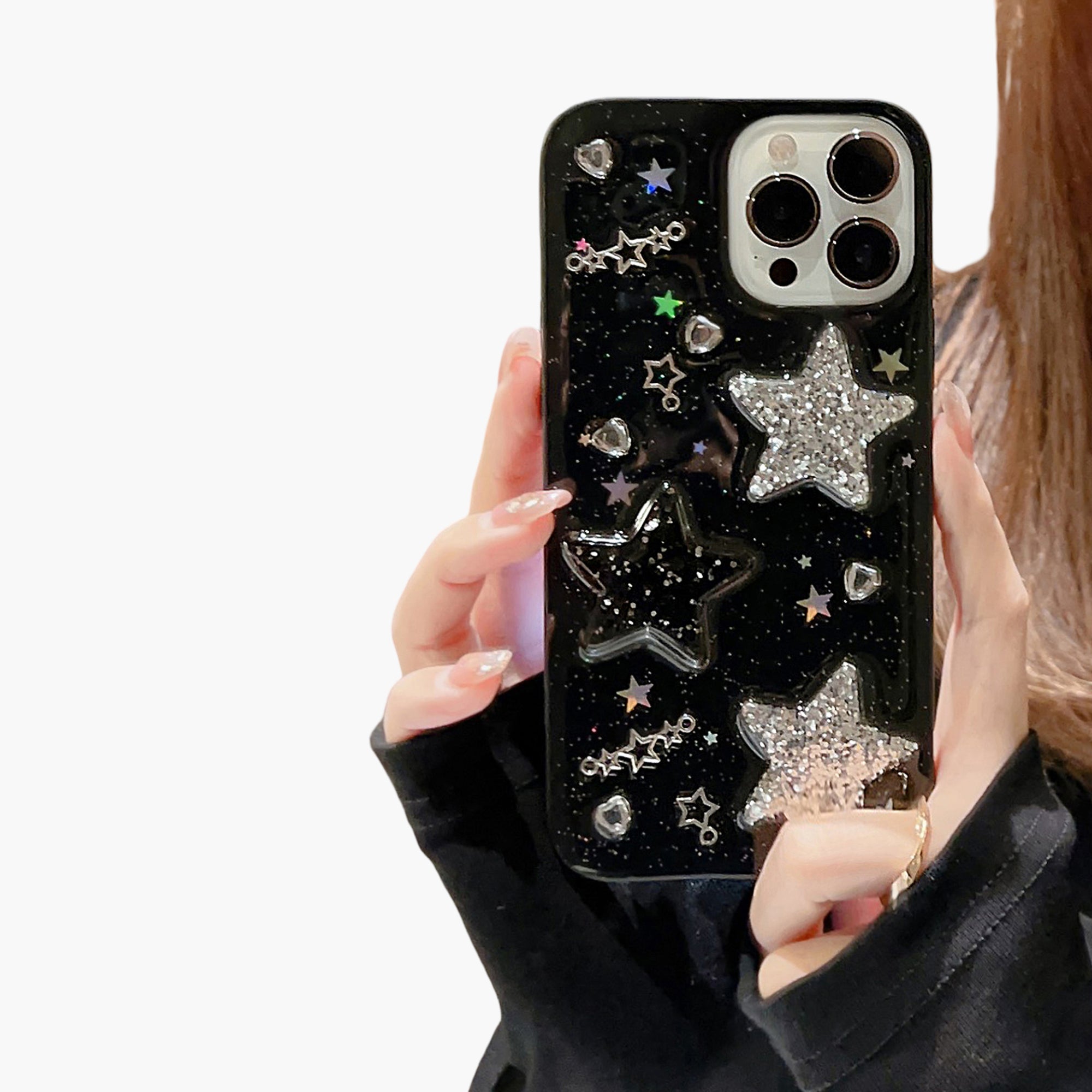 Anna-Kaci Glitter Star Phone Case with Star Pattern Sparkle Finish Protective Cover