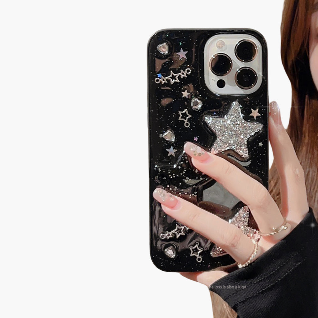 Anna-Kaci Glitter Star Phone Case with Star Pattern Sparkle Finish Protective Cover