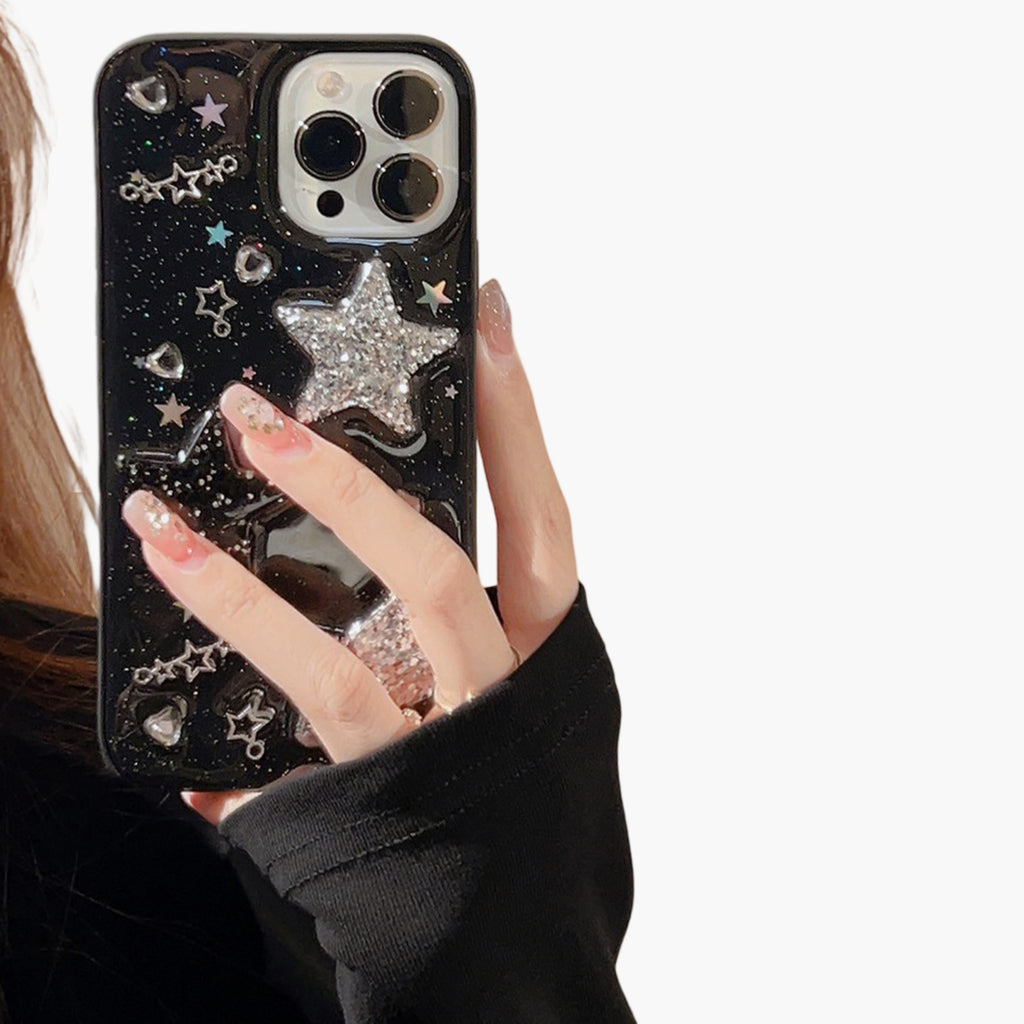 Anna-Kaci Glitter Star Phone Case with Star Pattern Sparkle Finish Protective Cover