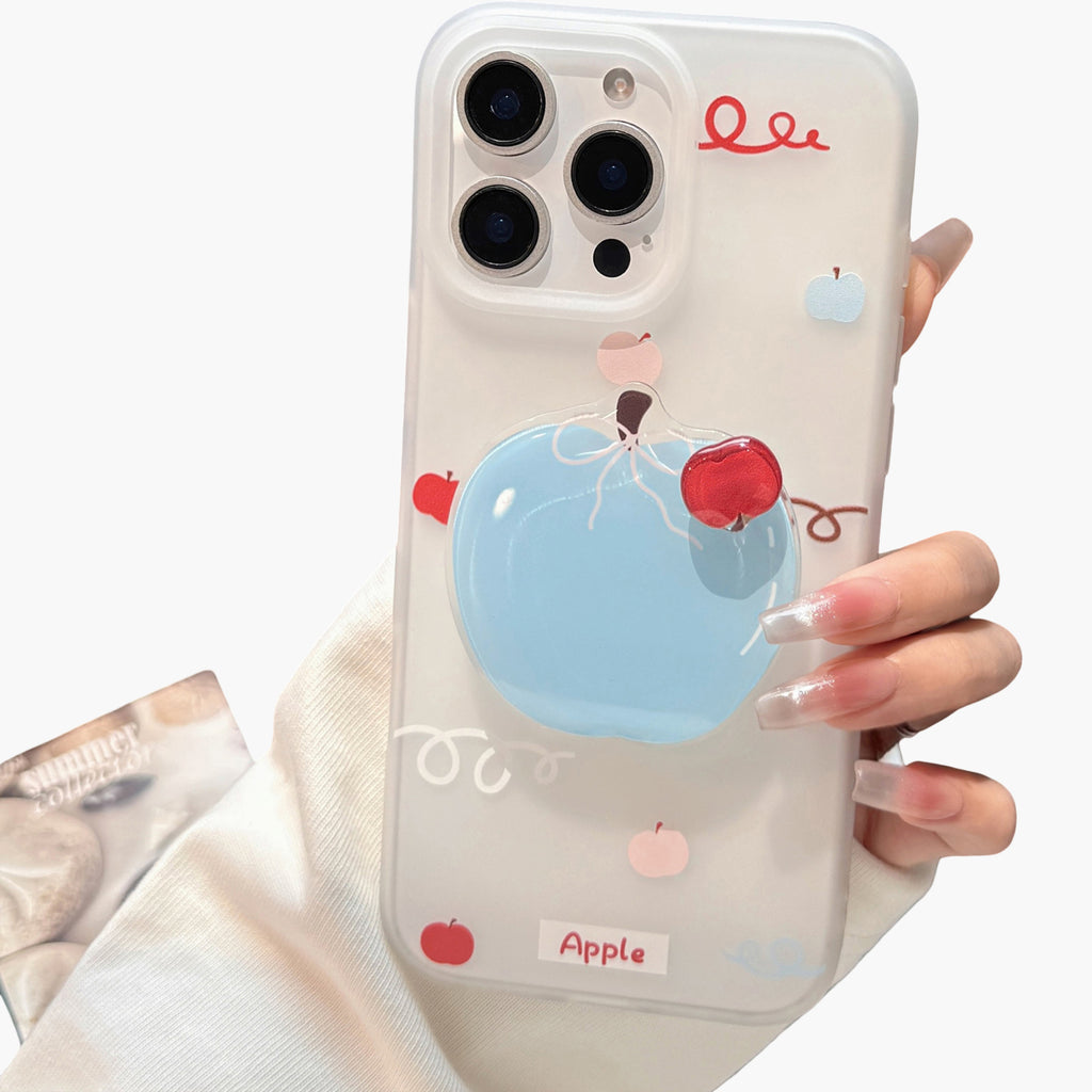Anna-Kaci Apple Graphic Phone Case with Built In Grip Stand Fruit Design Protective Cover