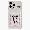Anna-Kaci Phone Case with Card Holder Pocket Bow Graphic Design Protective Cover