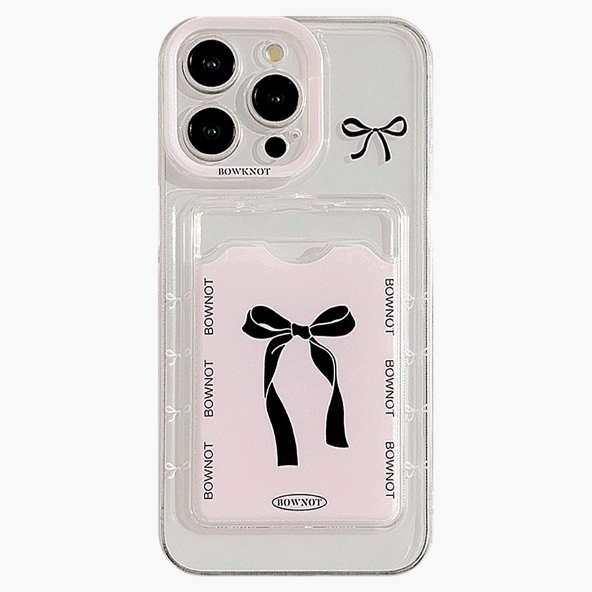 Anna-Kaci Phone Case with Card Holder Pocket Bow Graphic Design Protective Cover
