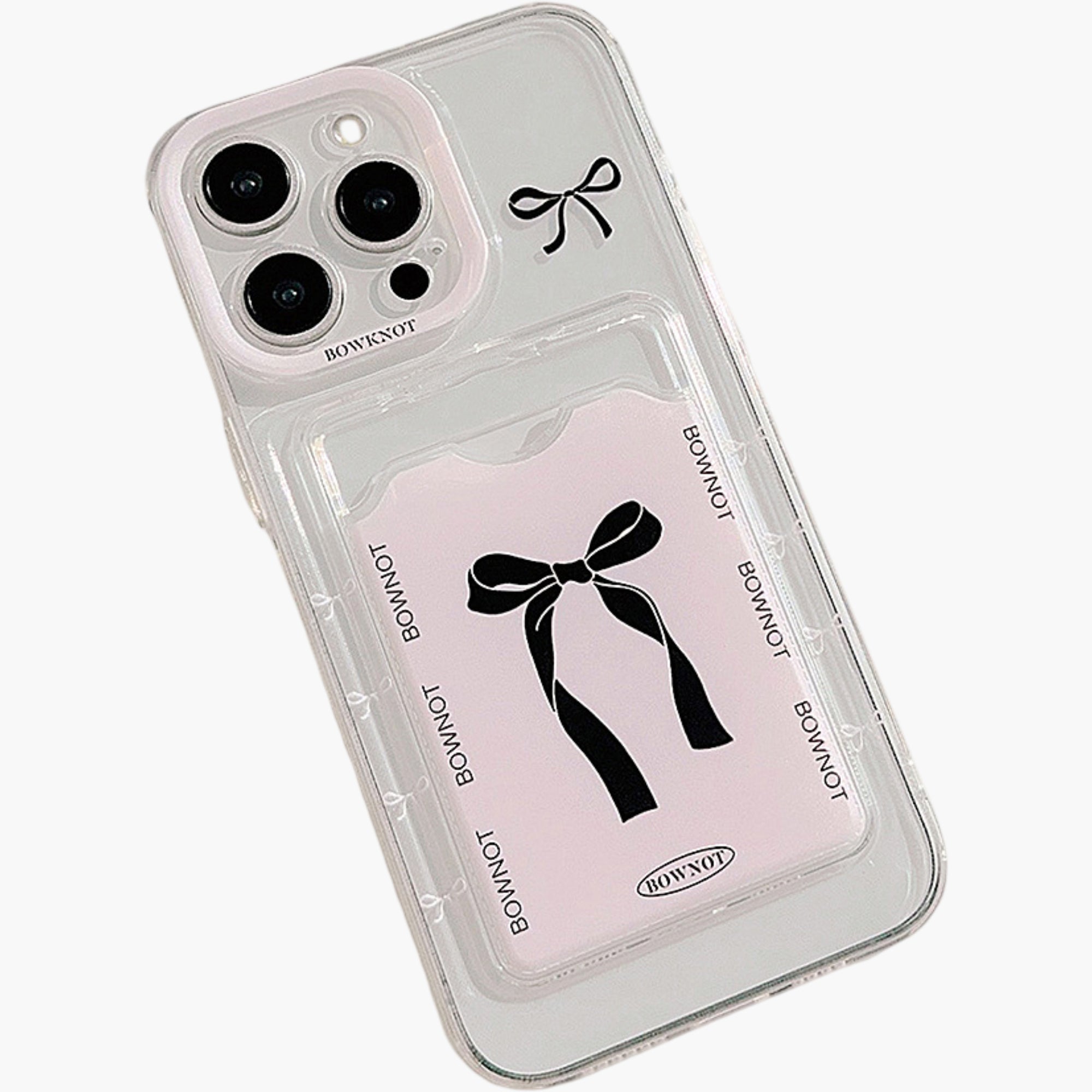 Anna-Kaci Phone Case with Card Holder Pocket Bow Graphic Design Protective Cover