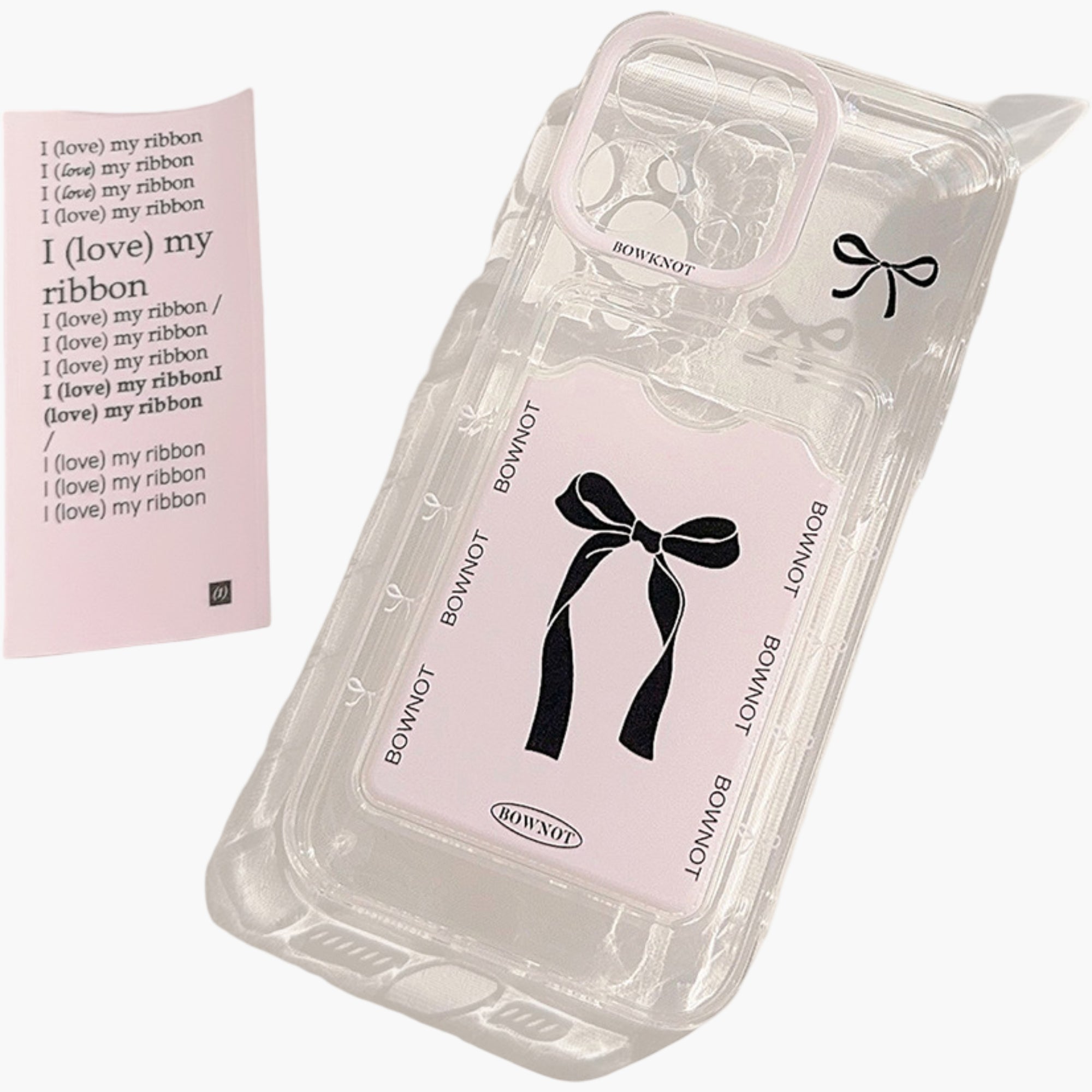 Anna-Kaci Phone Case with Card Holder Pocket Bow Graphic Design Protective Cover