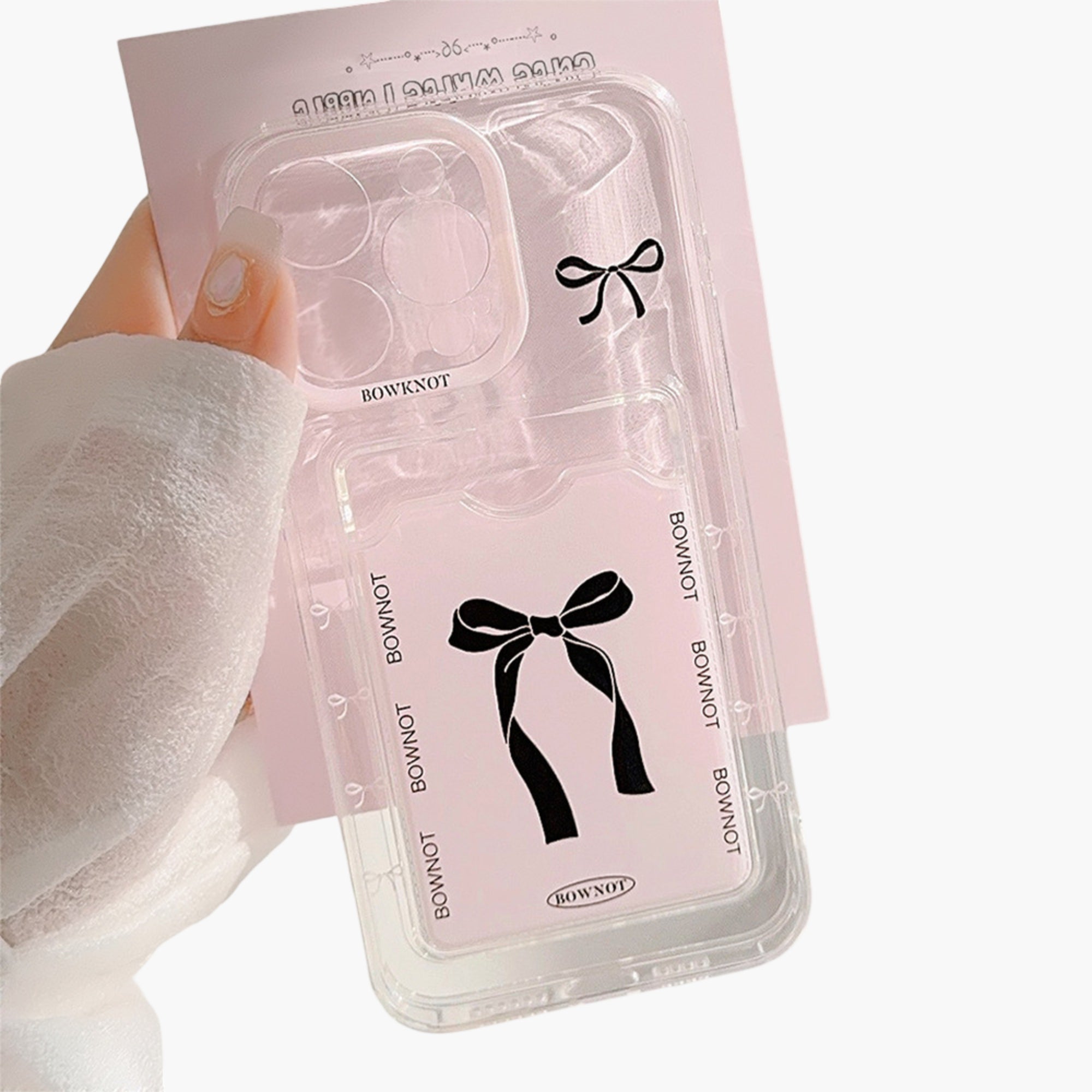Anna-Kaci Phone Case with Card Holder Pocket Bow Graphic Design Protective Cover