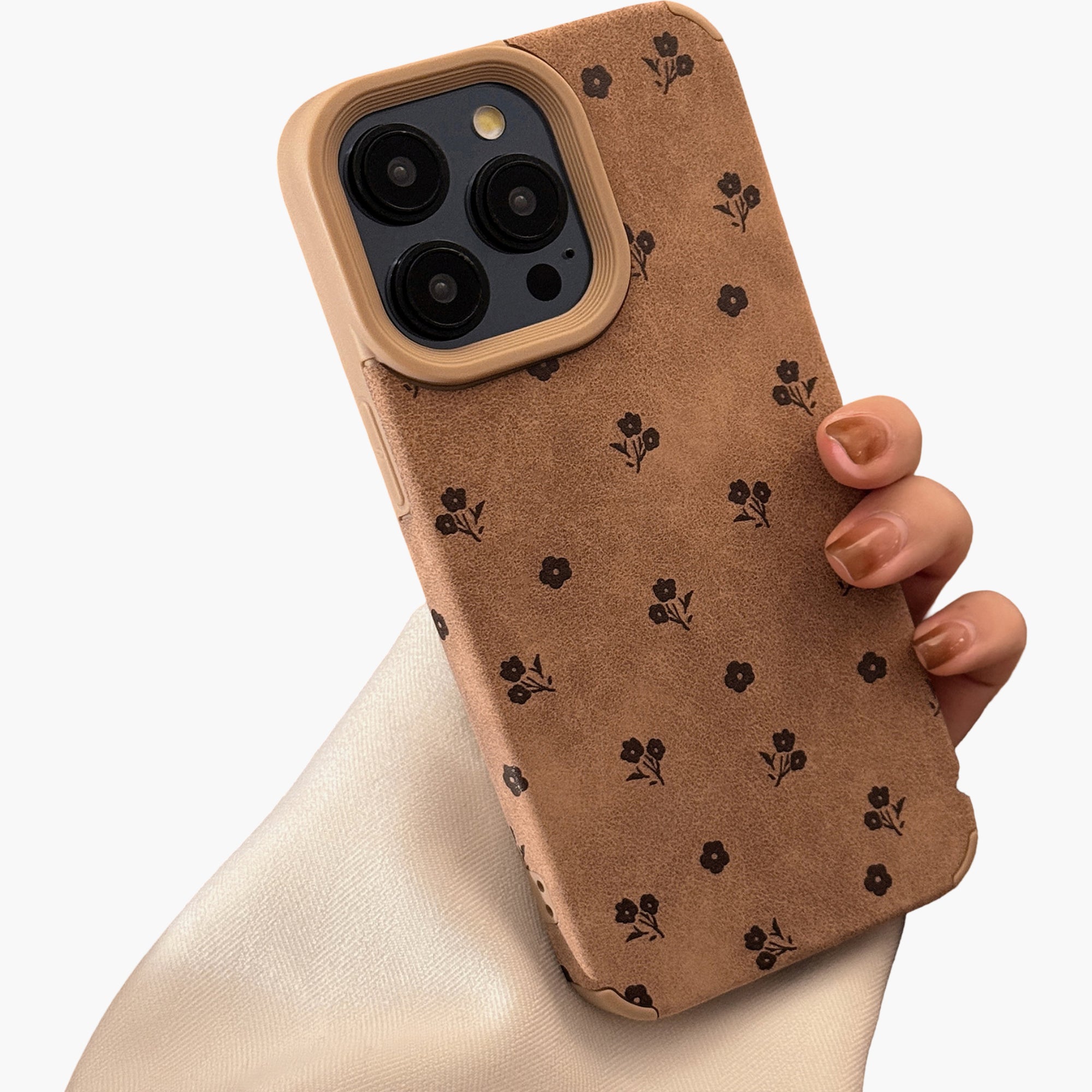 Anna-Kaci Faux Leather Phone Case with Floral Pattern Textured Finish Protective Cover
