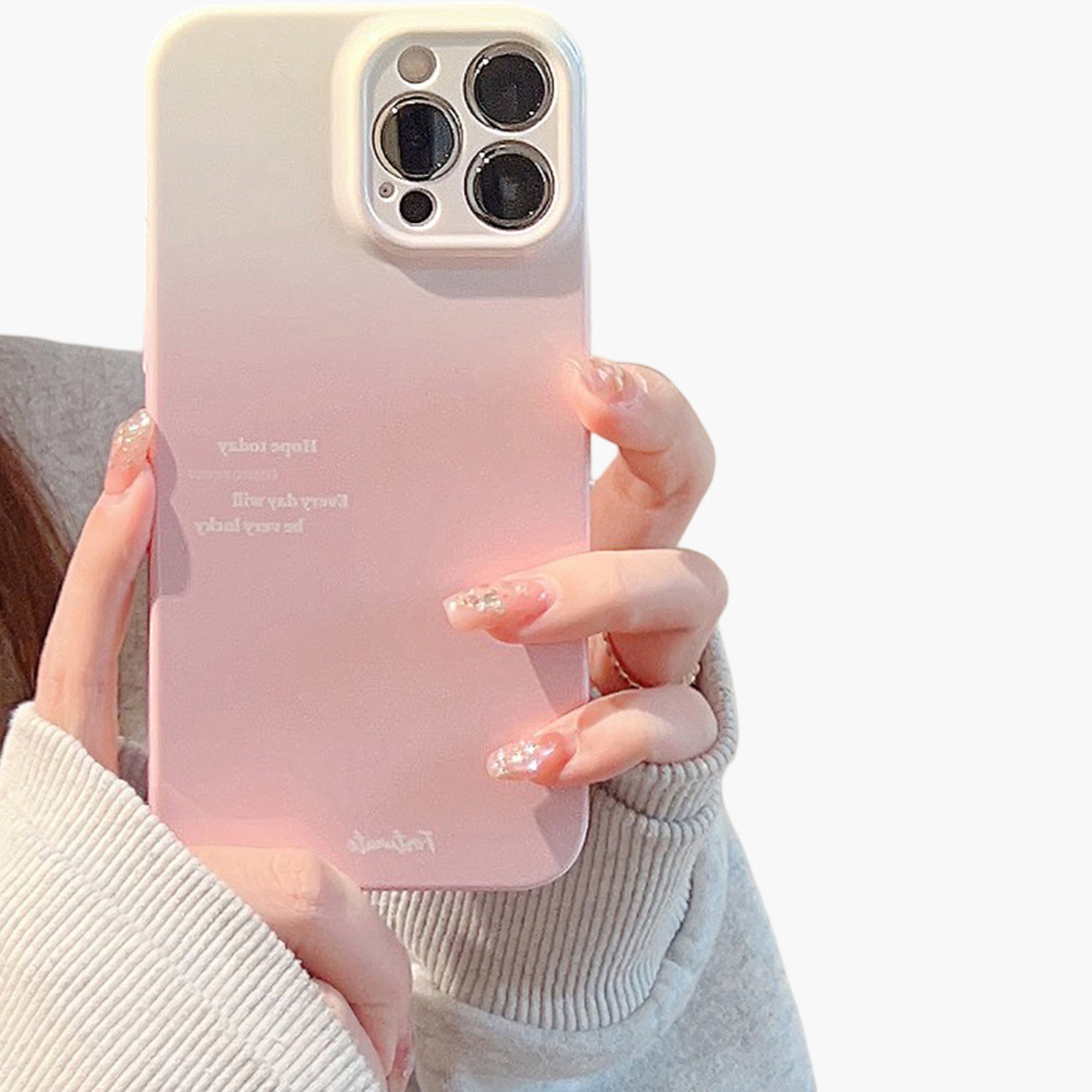 Anna-Kaci Gradient Phone Case with Soft Matte Finish Minimal Text Design Protective Cover