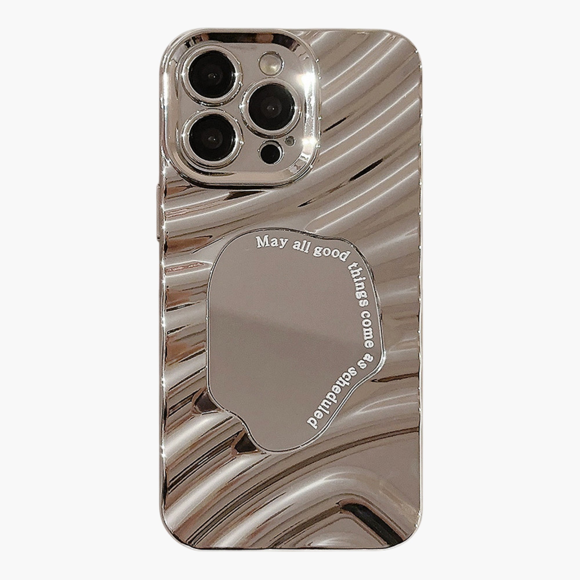 Anna-Kaci Glossy Ripple Phone Case with Mirror Detail Wavy Pattern Protective Cover