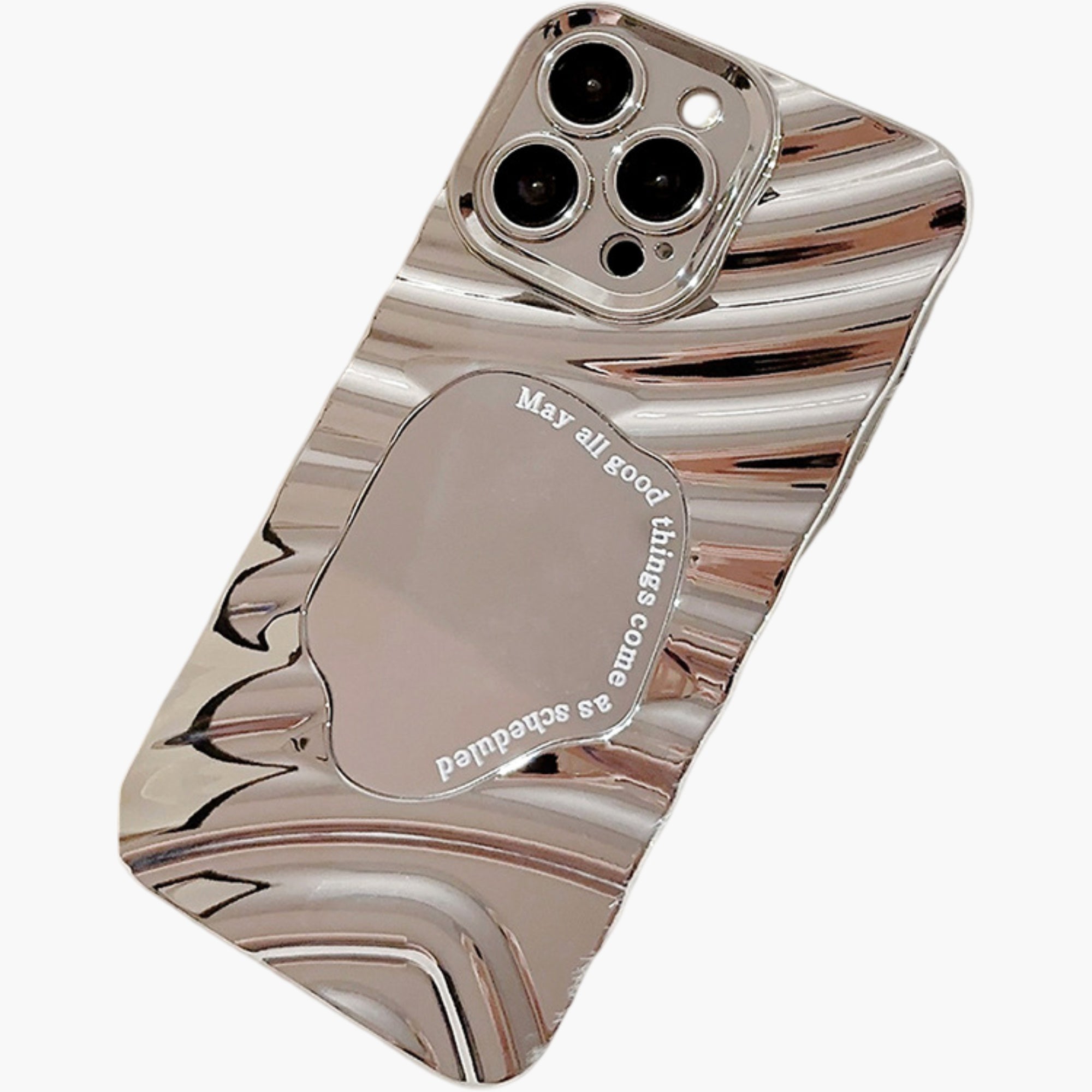 Anna-Kaci Glossy Ripple Phone Case with Mirror Detail Wavy Pattern Protective Cover