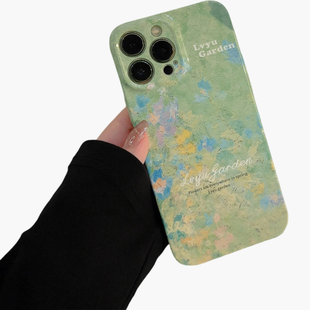 Anna-Kaci Floral Art Phone Case with Abstract Painting Pattern Soft Matte Protective Cover