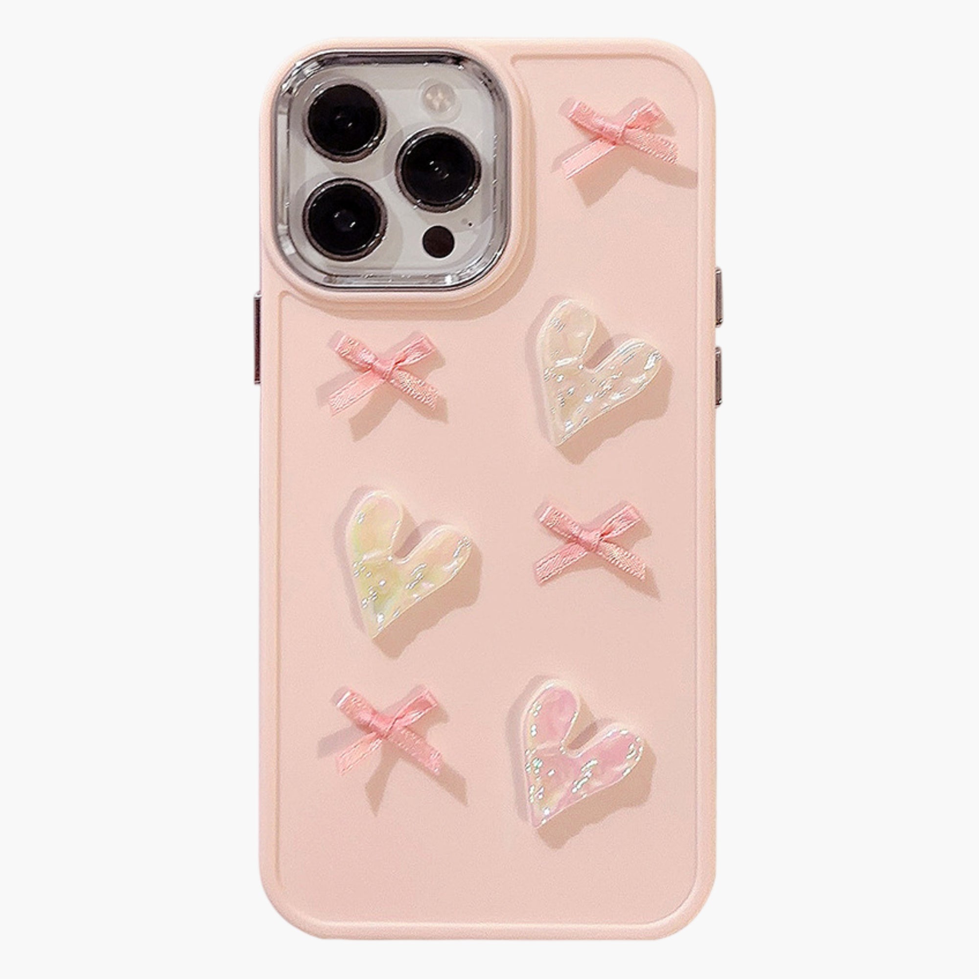 Anna-Kaci Heart and Bow Phone Case with Glossy Embellished Design Cute Protective Cover