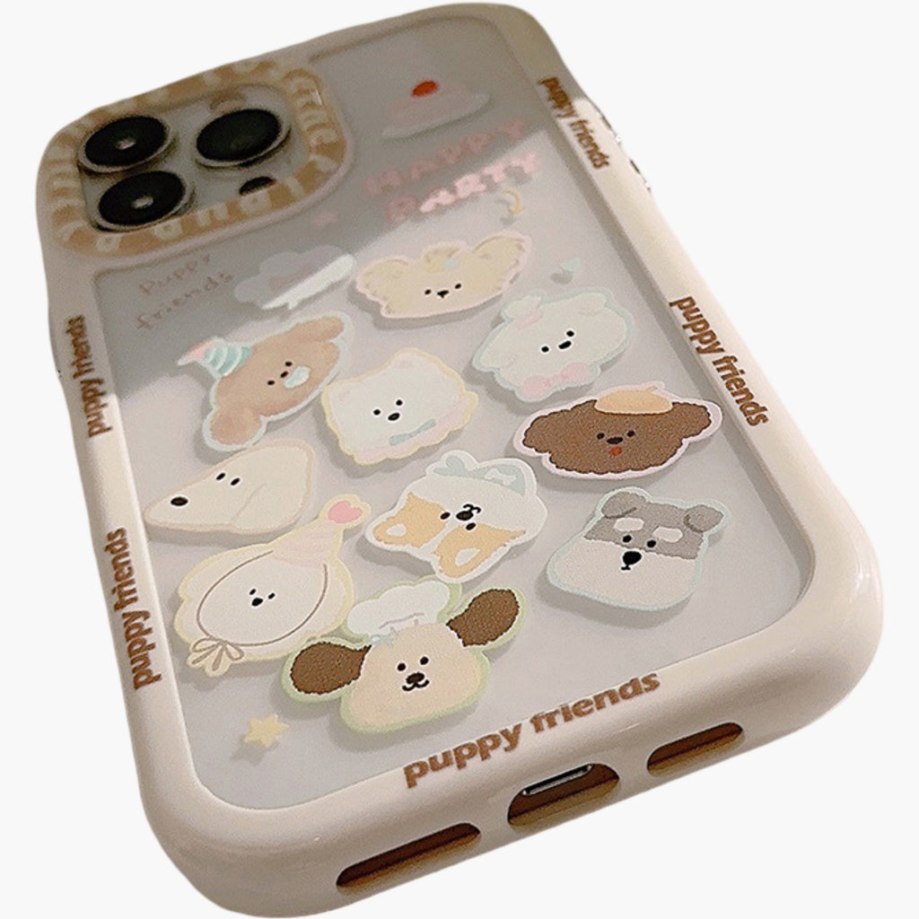 Anna-Kaci Puppy Friends Phone Case with Charm Strap Cute Cartoon Protective Cover