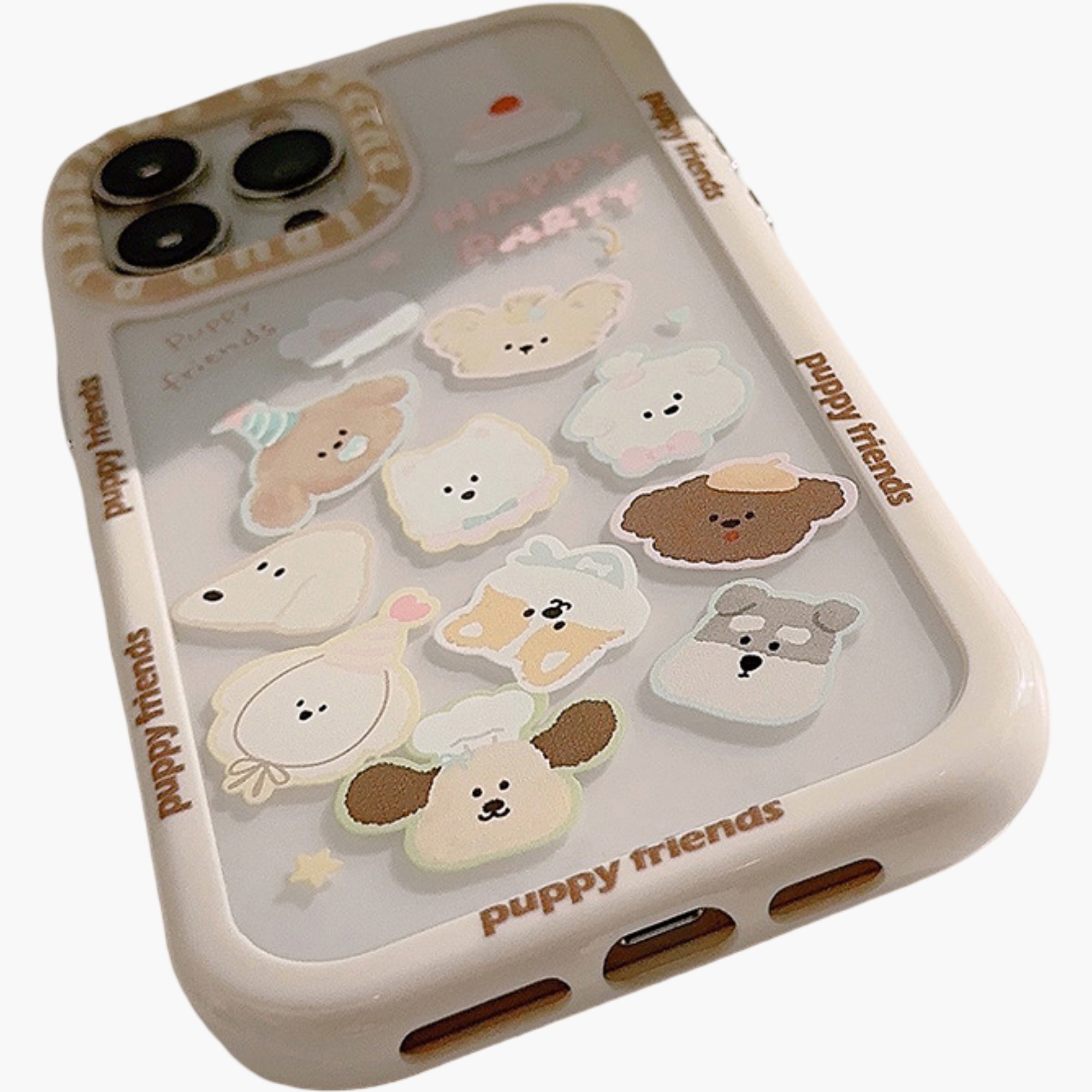 Anna-Kaci Puppy Friends Phone Case with Charm Strap Cute Cartoon Protective Cover