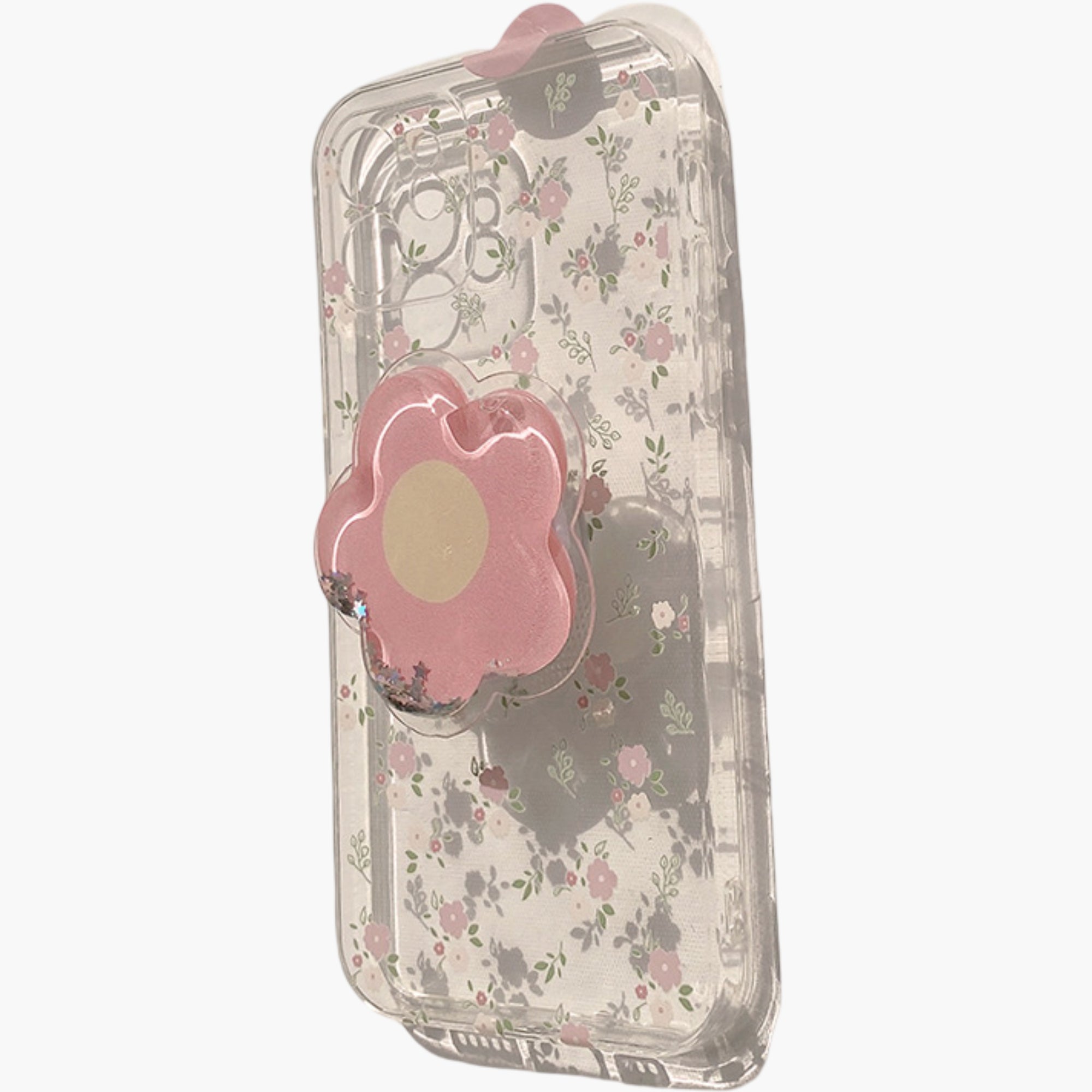 Anna-Kaci Peach Pattern Phone Case with Flower Grip Cute Fruit Protective Cover