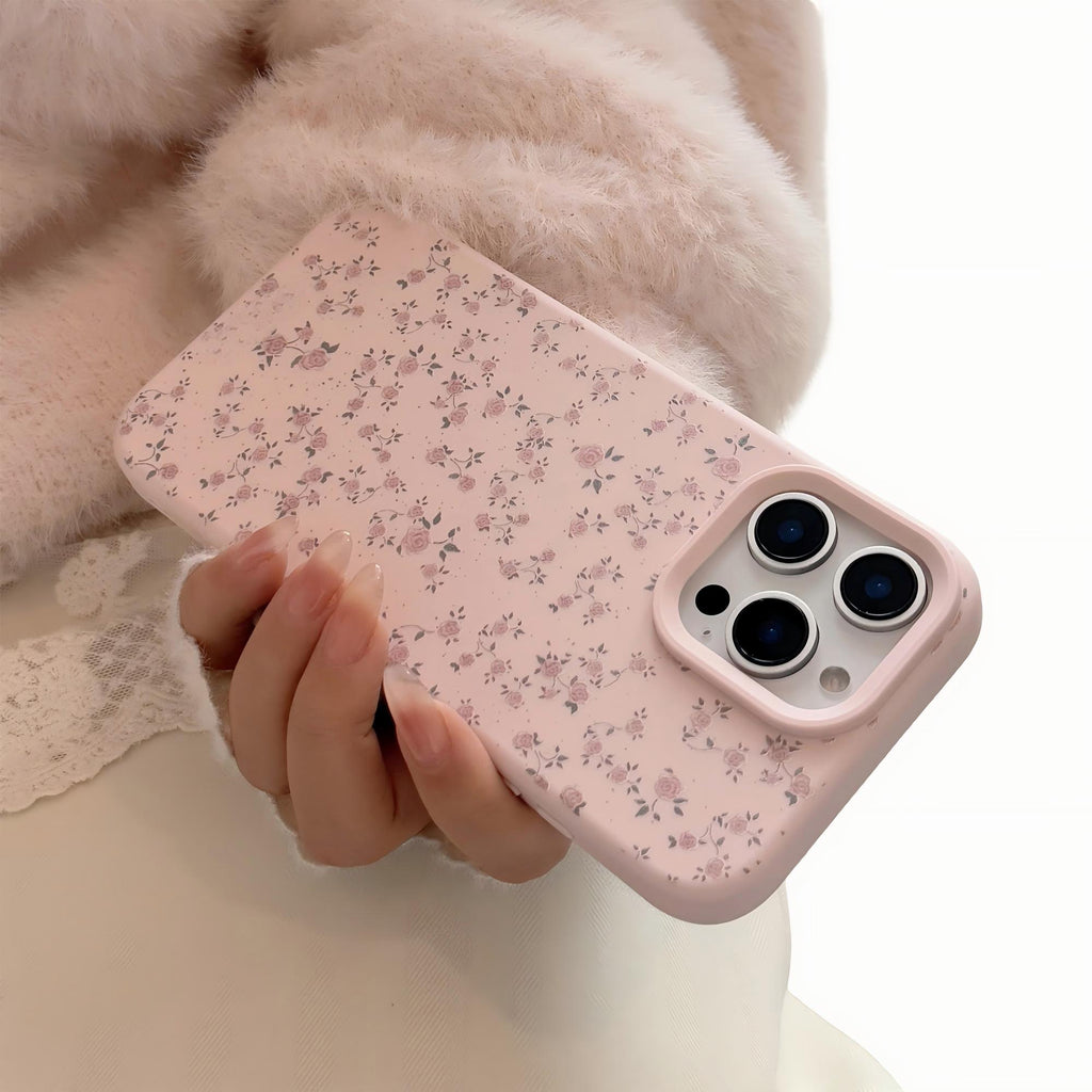 Anna-Kaci Pink Floral Phone Case Slim Protective Vintage Flower Cover