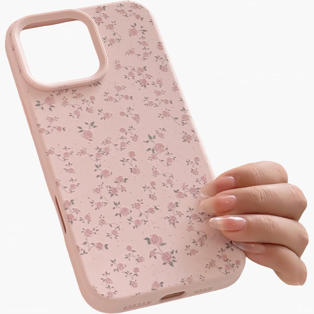 Anna-Kaci Pink Floral Phone Case Slim Protective Vintage Flower Cover