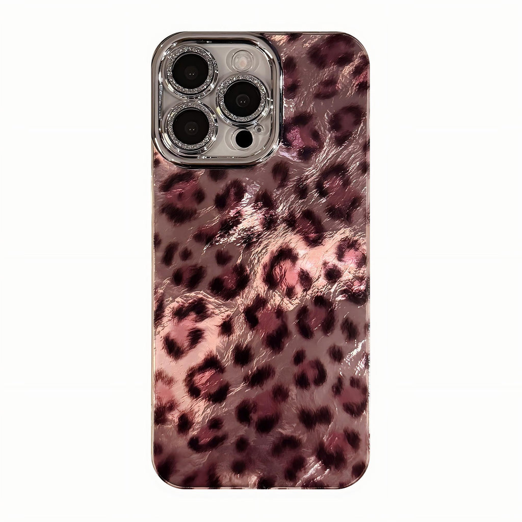 Anna-Kaci Leopard Pattern Phone Case Glossy Textured Protective Cover
