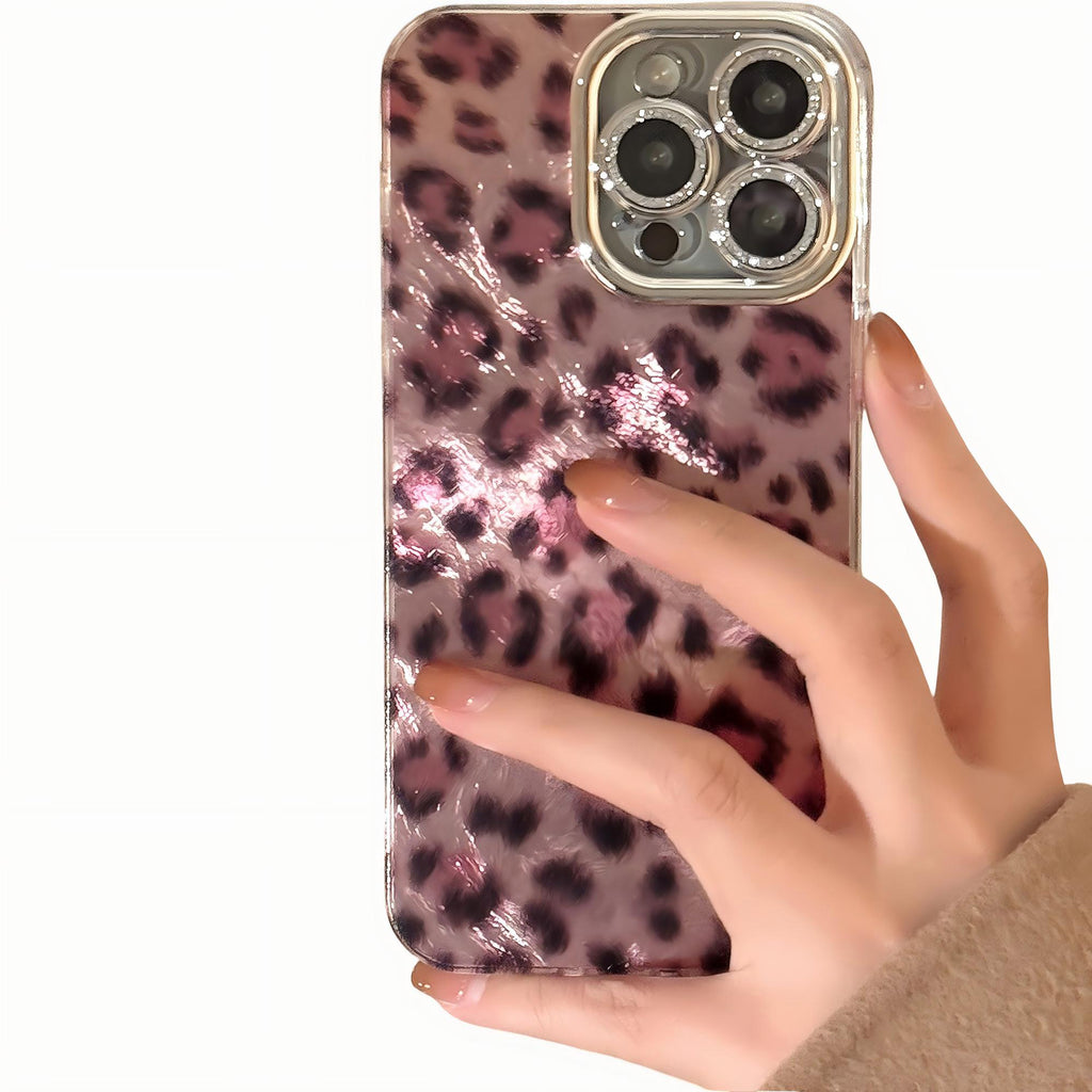 Anna-Kaci Leopard Pattern Phone Case Glossy Textured Protective Cover