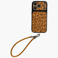 Anna-Kaci Leopard Print Phone Case with Wrist Strap Textured Back Protective Shock Resistant Cover