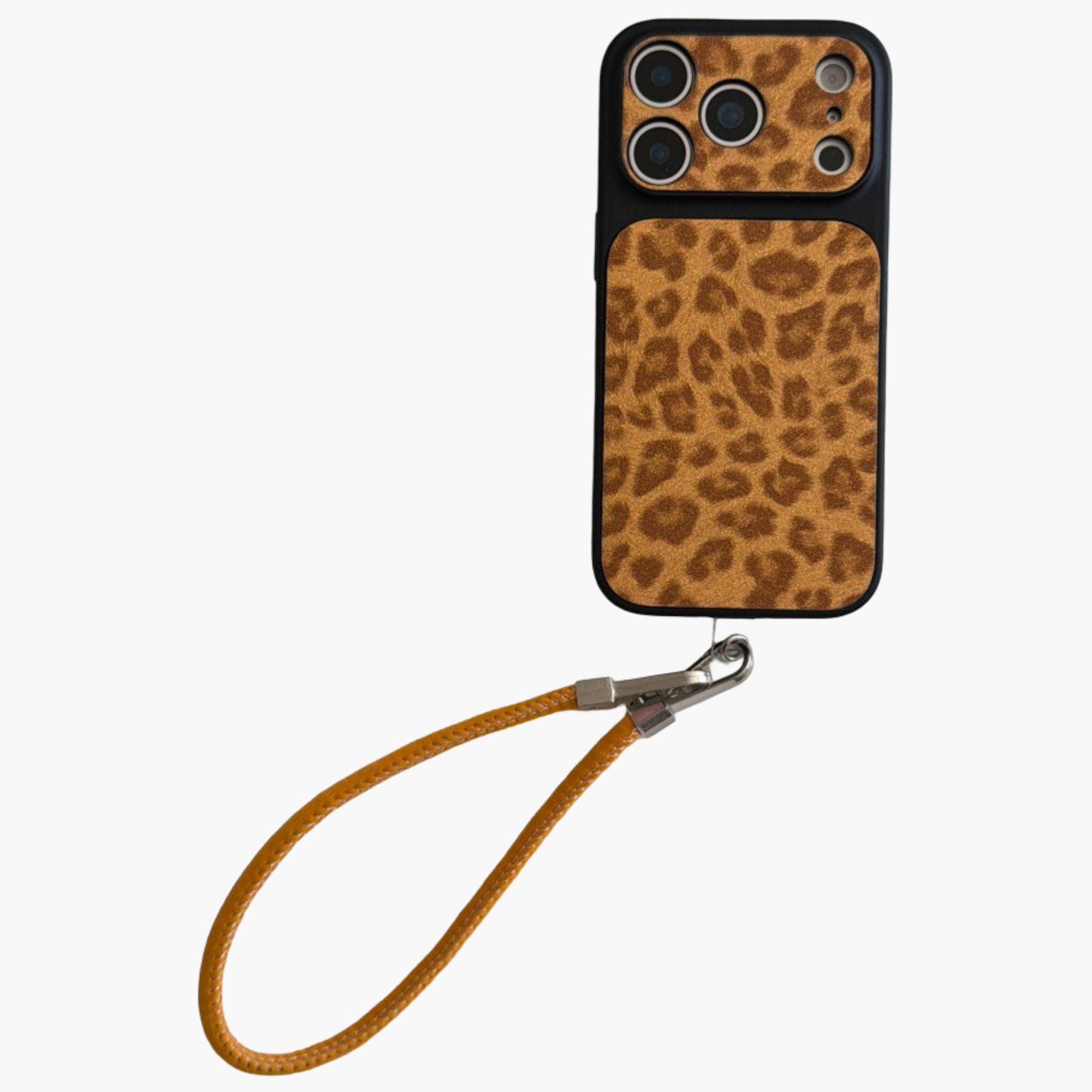 Anna-Kaci Leopard Print Phone Case with Wrist Strap Textured Back Protective Shock Resistant Cover