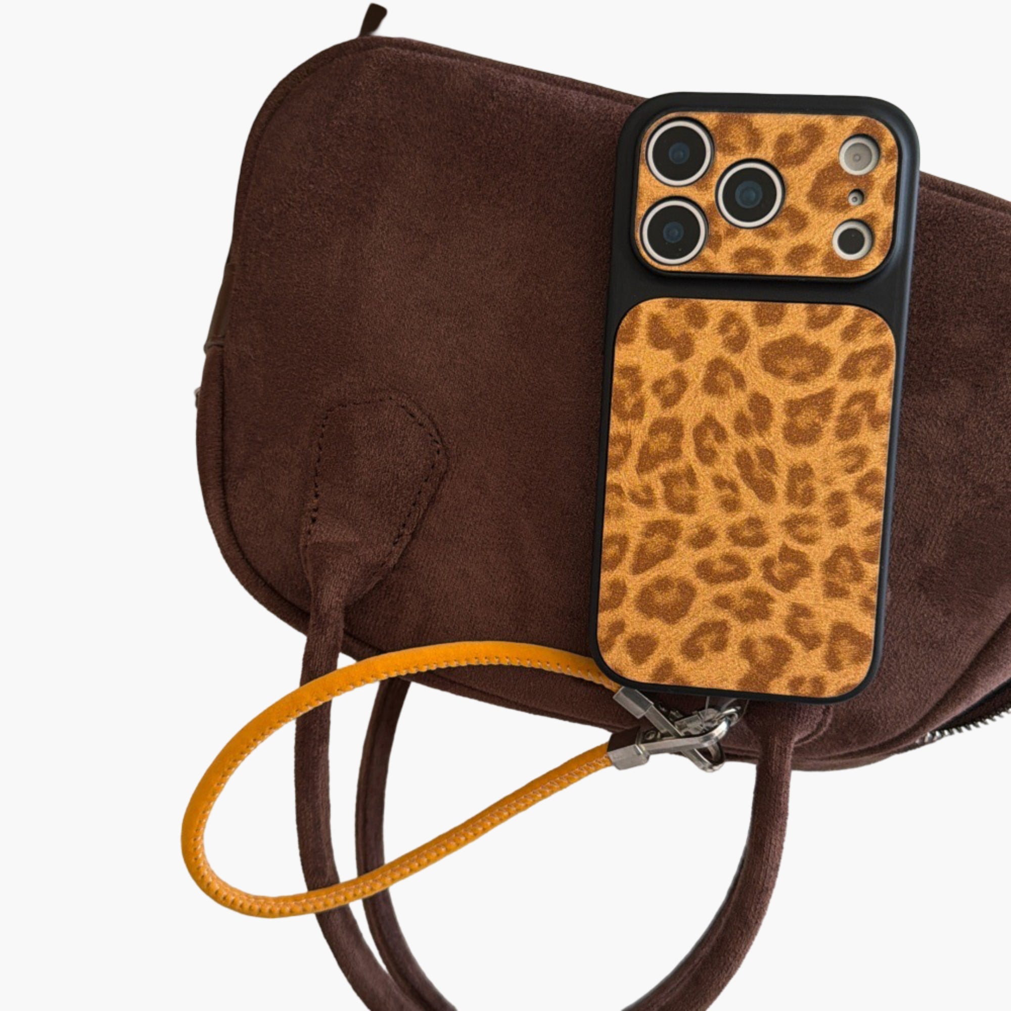 Anna-Kaci Leopard Print Phone Case with Wrist Strap Textured Back Protective Shock Resistant Cover
