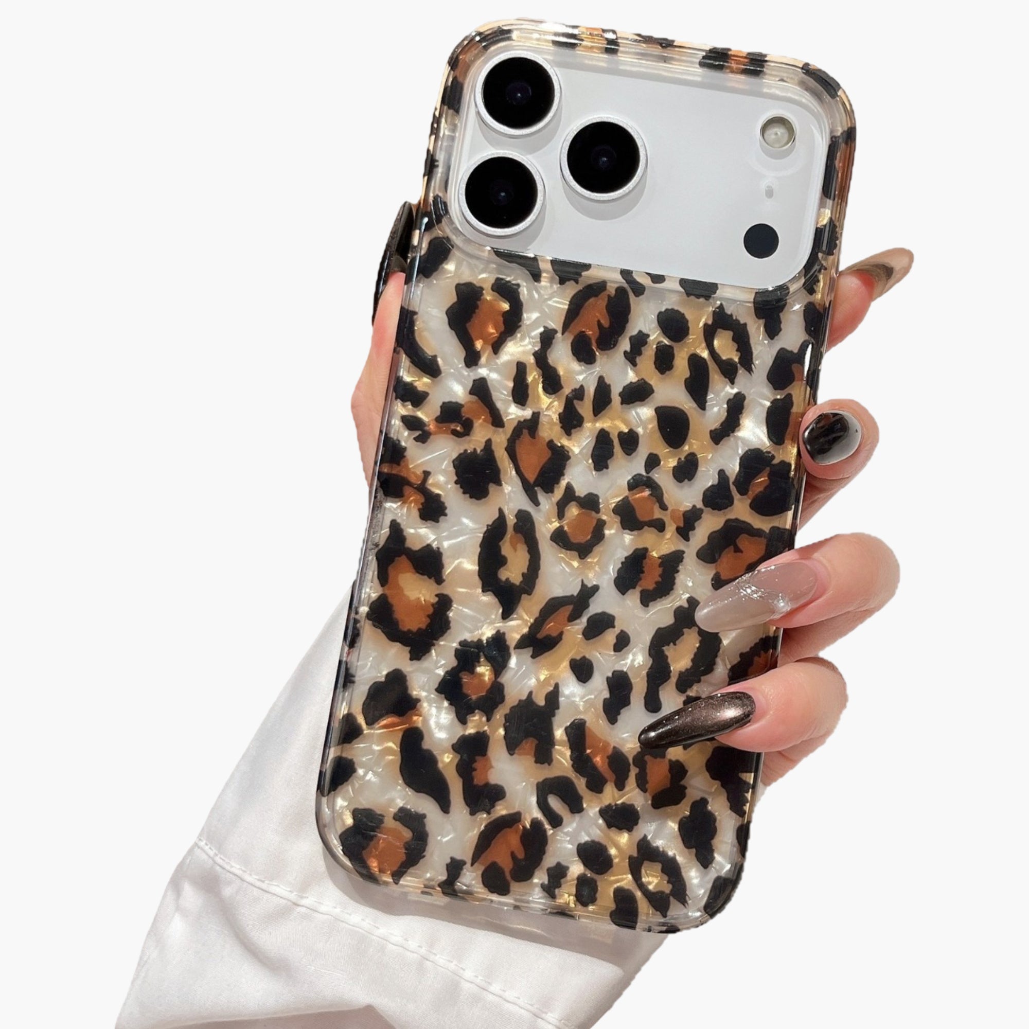 Anna-Kaci Leopard Print Phone Case Glossy Shell Pattern Protective Cover Shock Resistant Slim Design
