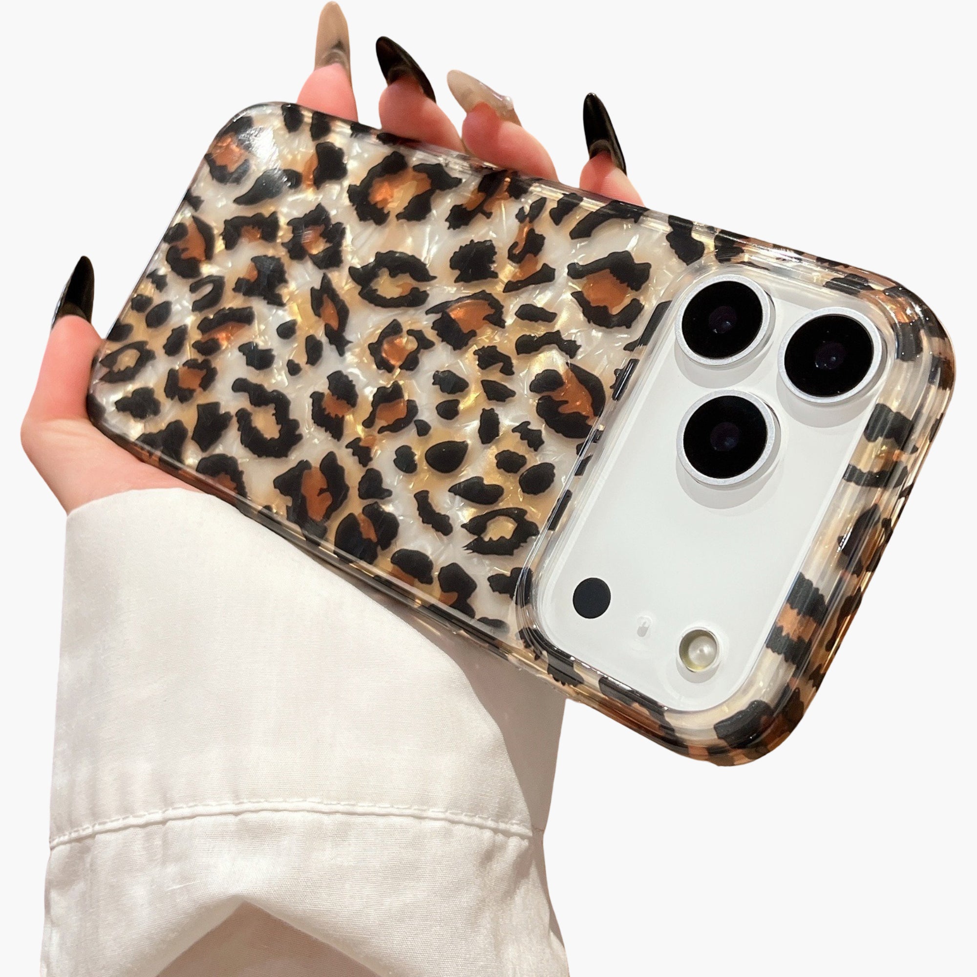 Anna-Kaci Leopard Print Phone Case Glossy Shell Pattern Protective Cover Shock Resistant Slim Design