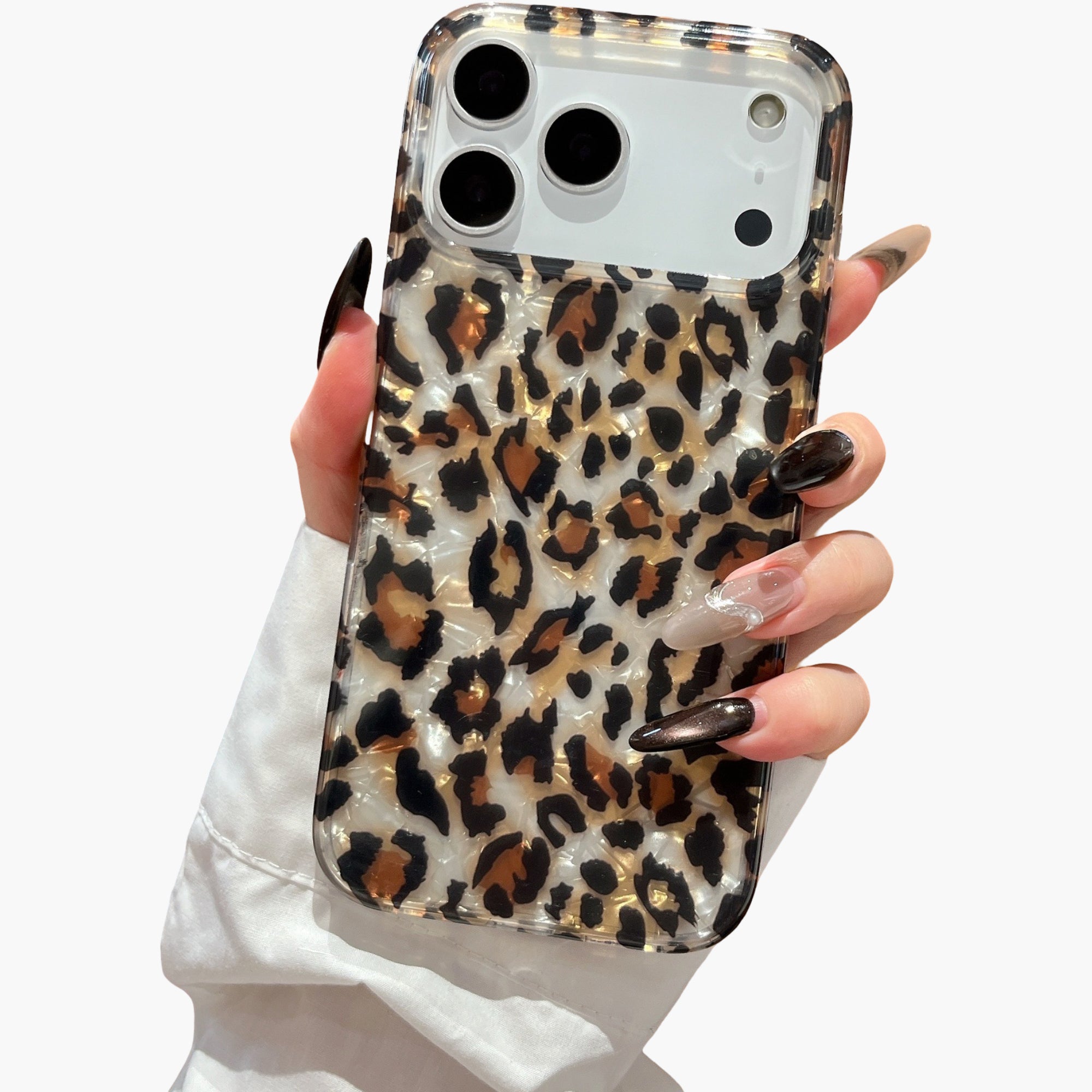 Anna-Kaci Leopard Print Phone Case Glossy Shell Pattern Protective Cover Shock Resistant Slim Design