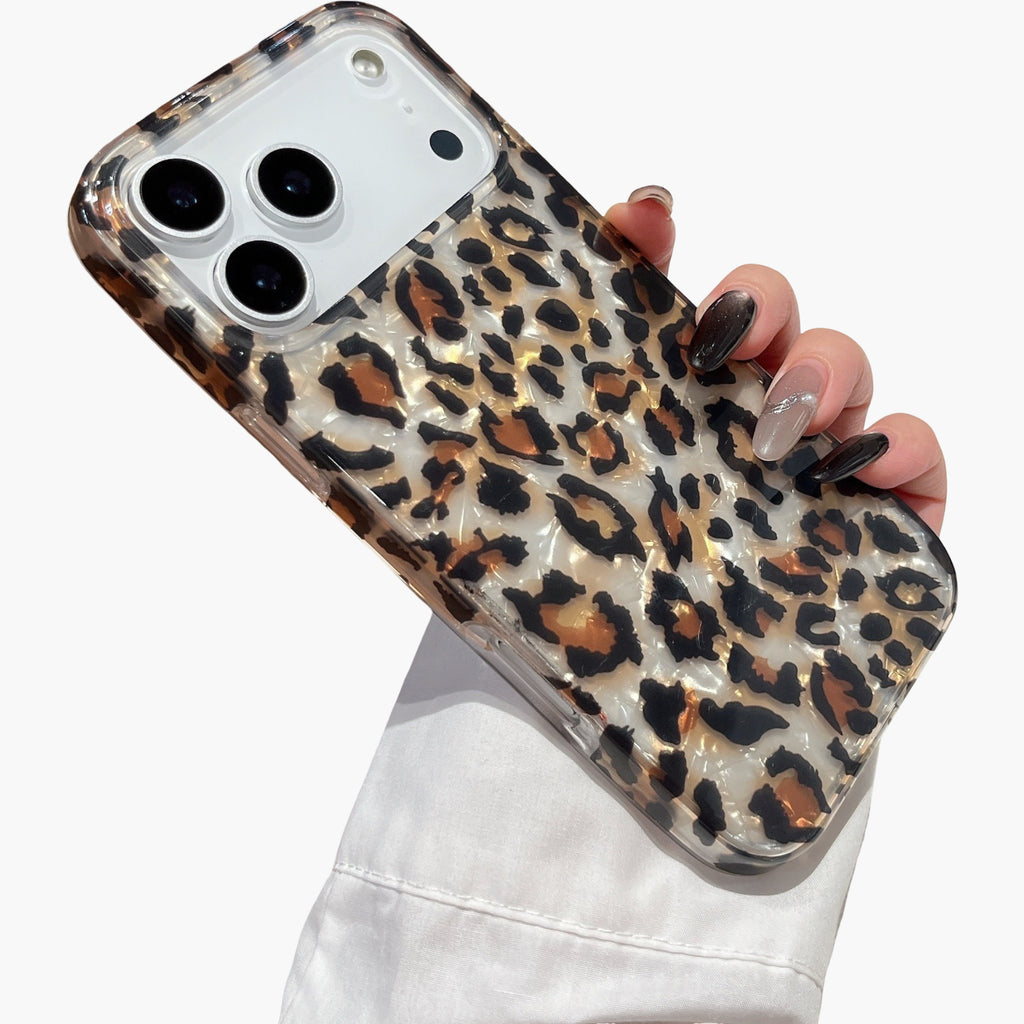 Anna-Kaci Leopard Print Phone Case Glossy Shell Pattern Protective Cover Shock Resistant Slim Design