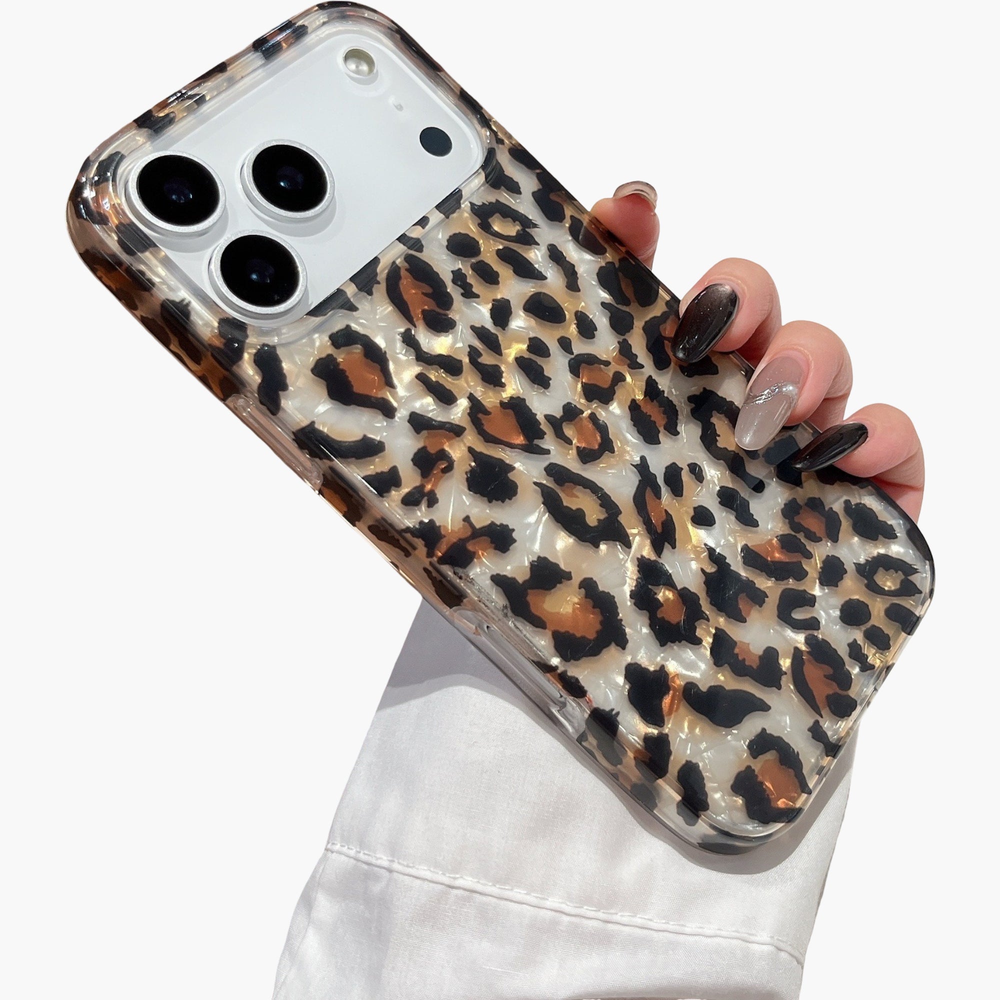 Anna-Kaci Leopard Print Phone Case Glossy Shell Pattern Protective Cover Shock Resistant Slim Design