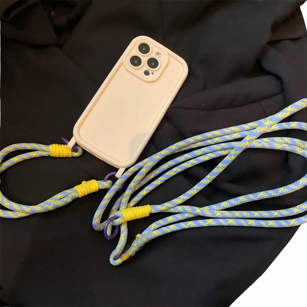 Anna-Kaci Crossbody Phone Case with Adjustable Strap Shock Resistant Silicone Cover Hands Free Design