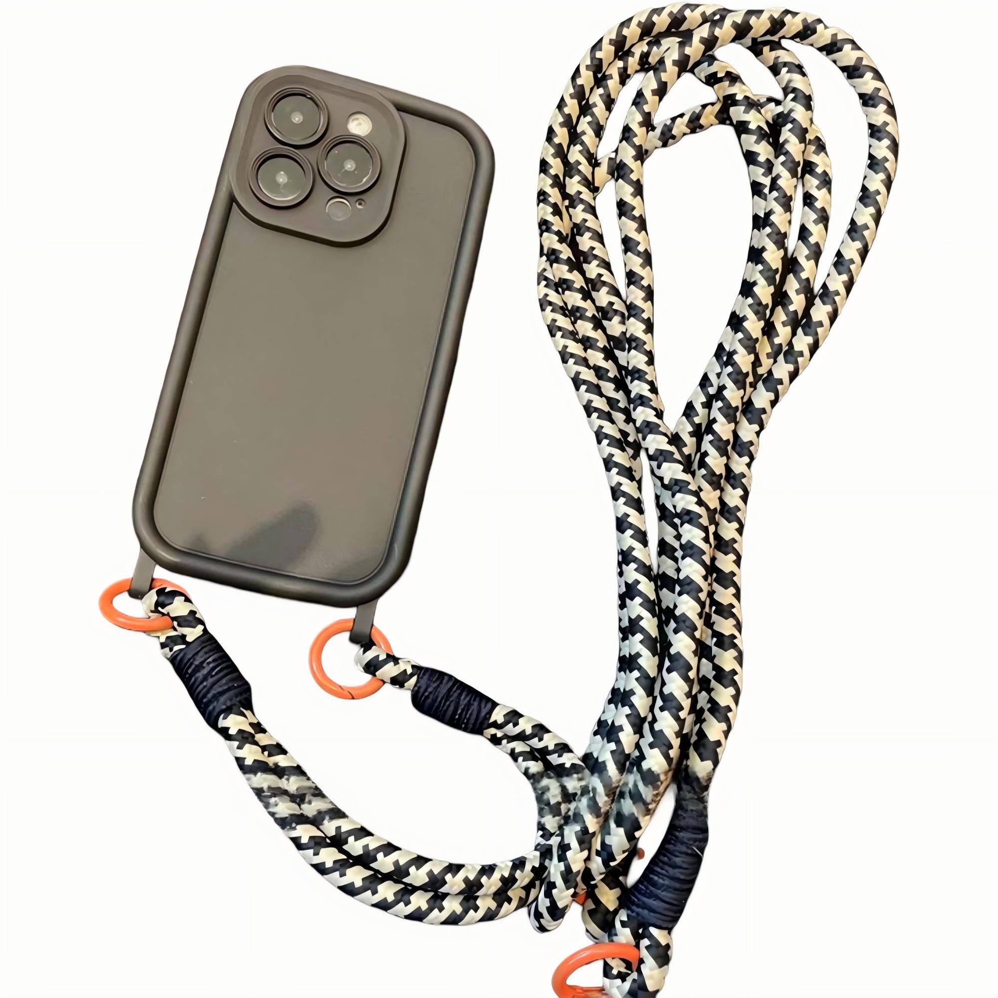 Anna-Kaci Crossbody Phone Case with Adjustable Strap Shock Resistant Silicone Cover Hands Free Design