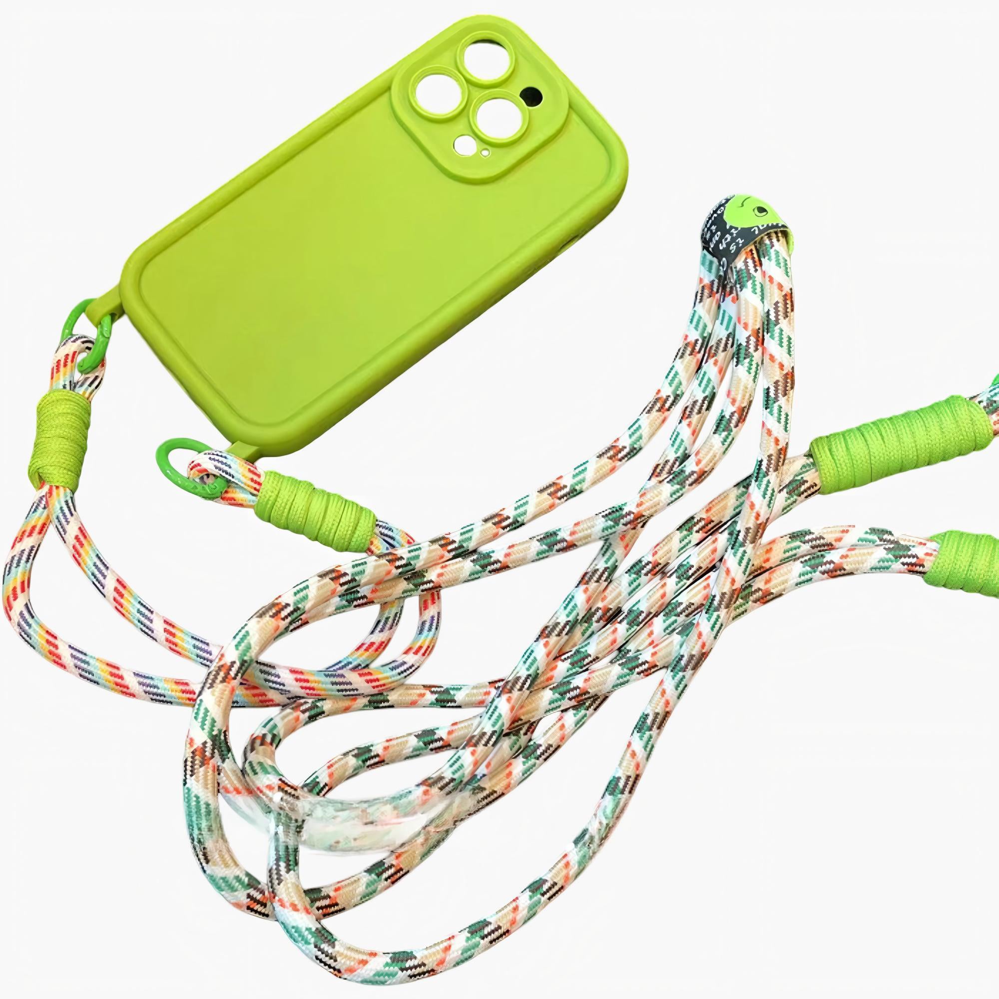 Anna-Kaci Crossbody Phone Case with Adjustable Strap Shock Resistant Silicone Cover Hands Free Design