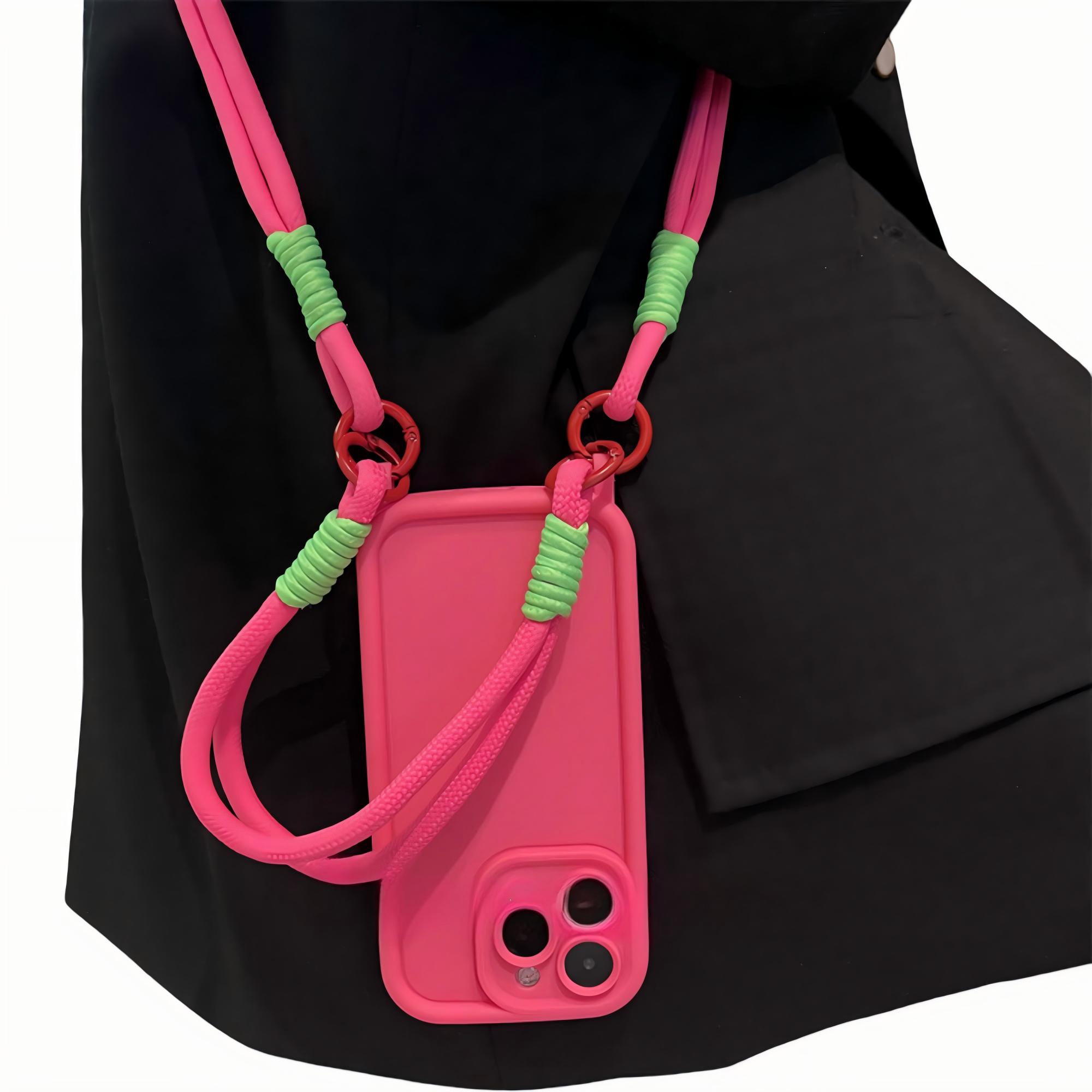 Anna-Kaci Crossbody Phone Case with Adjustable Strap Shock Resistant Silicone Cover Hands Free Design