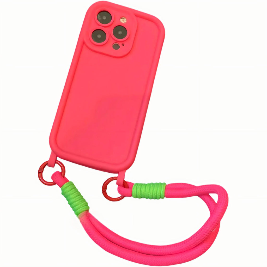 Anna-Kaci Crossbody Phone Case with Adjustable Strap Shock Resistant Silicone Cover Hands Free Design