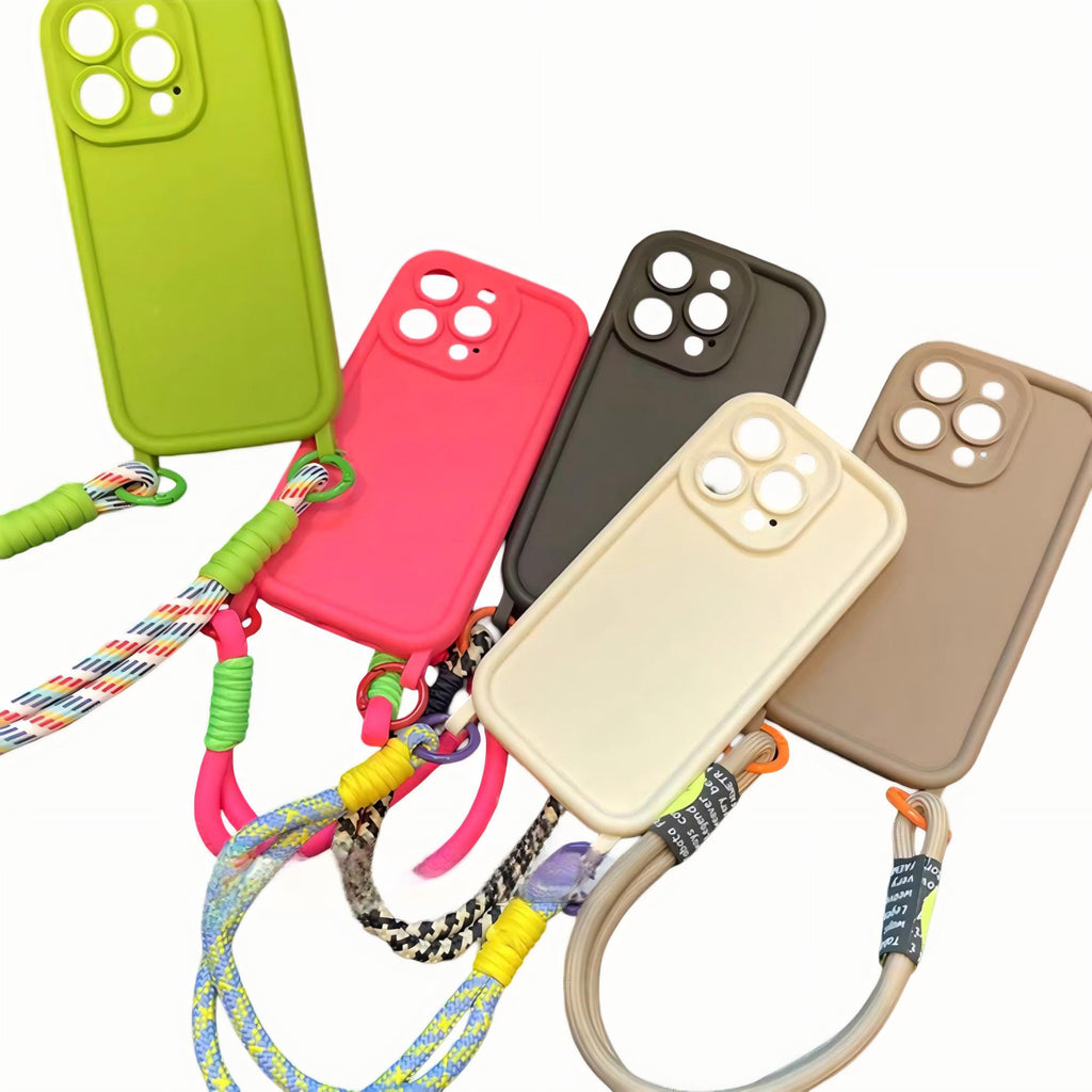 Anna-Kaci Crossbody Phone Case with Adjustable Strap Shock Resistant Silicone Cover Hands Free Design