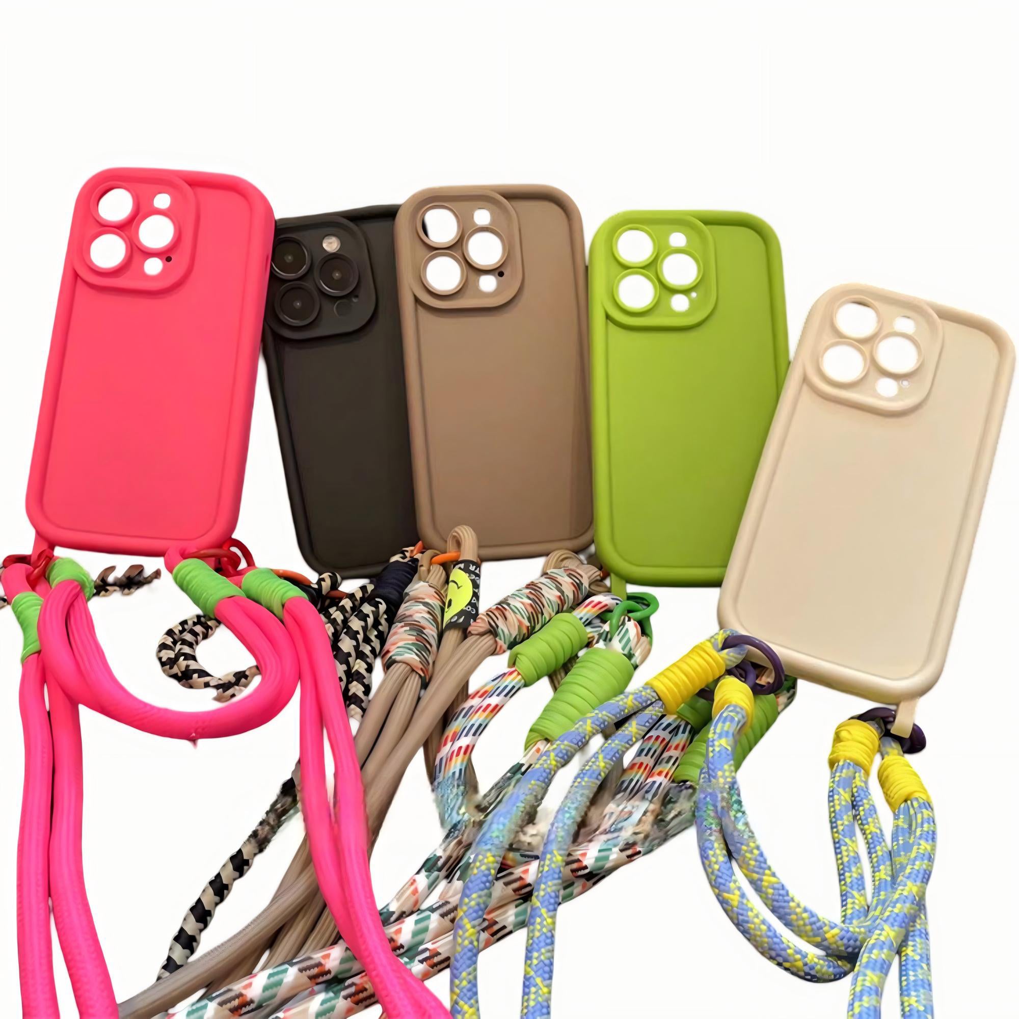Anna-Kaci Crossbody Phone Case with Adjustable Strap Shock Resistant Silicone Cover Hands Free Design