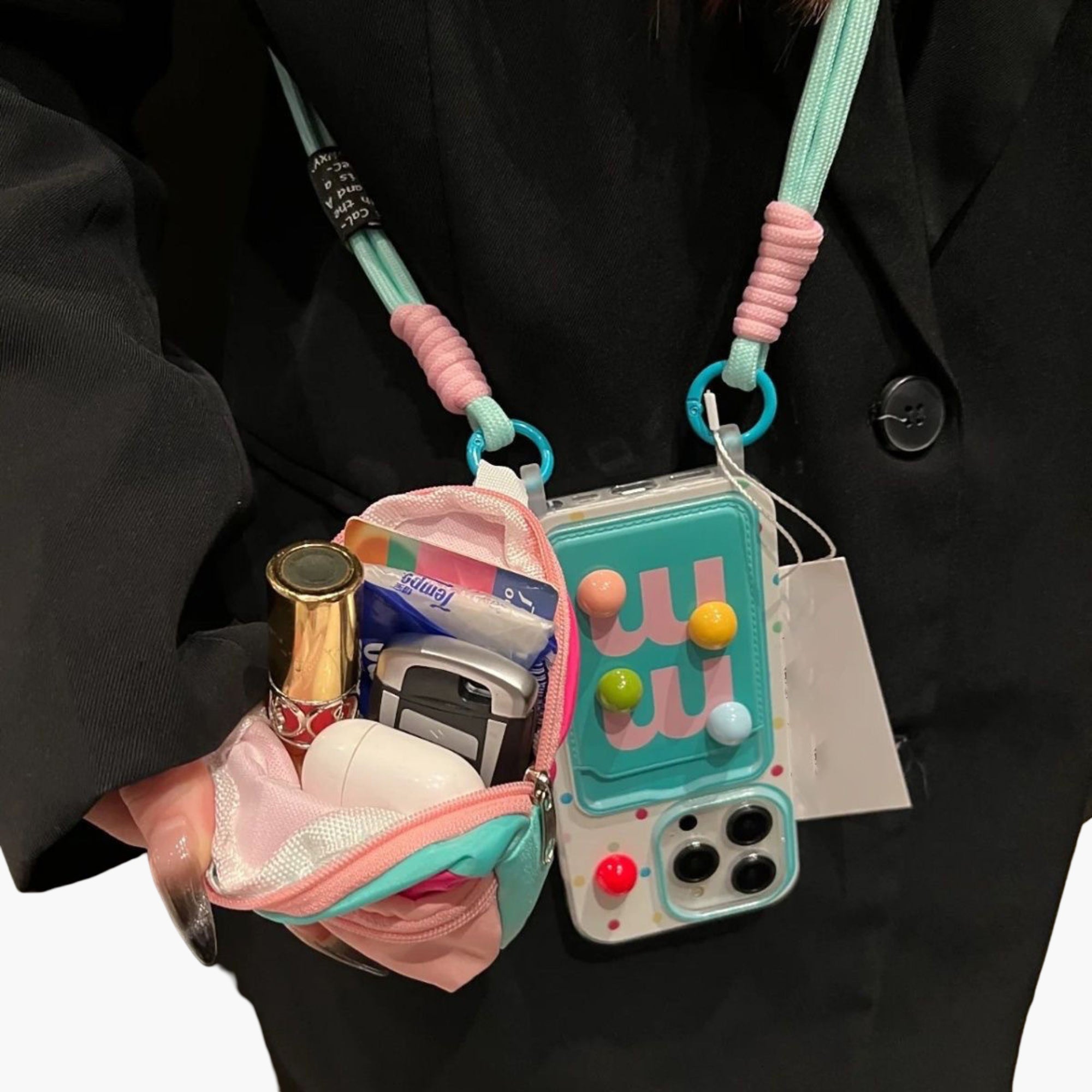 Anna-Kaci Crossbody Phone Case with Mini Pouch Adjustable Strap Protective Cover Hands Free Design