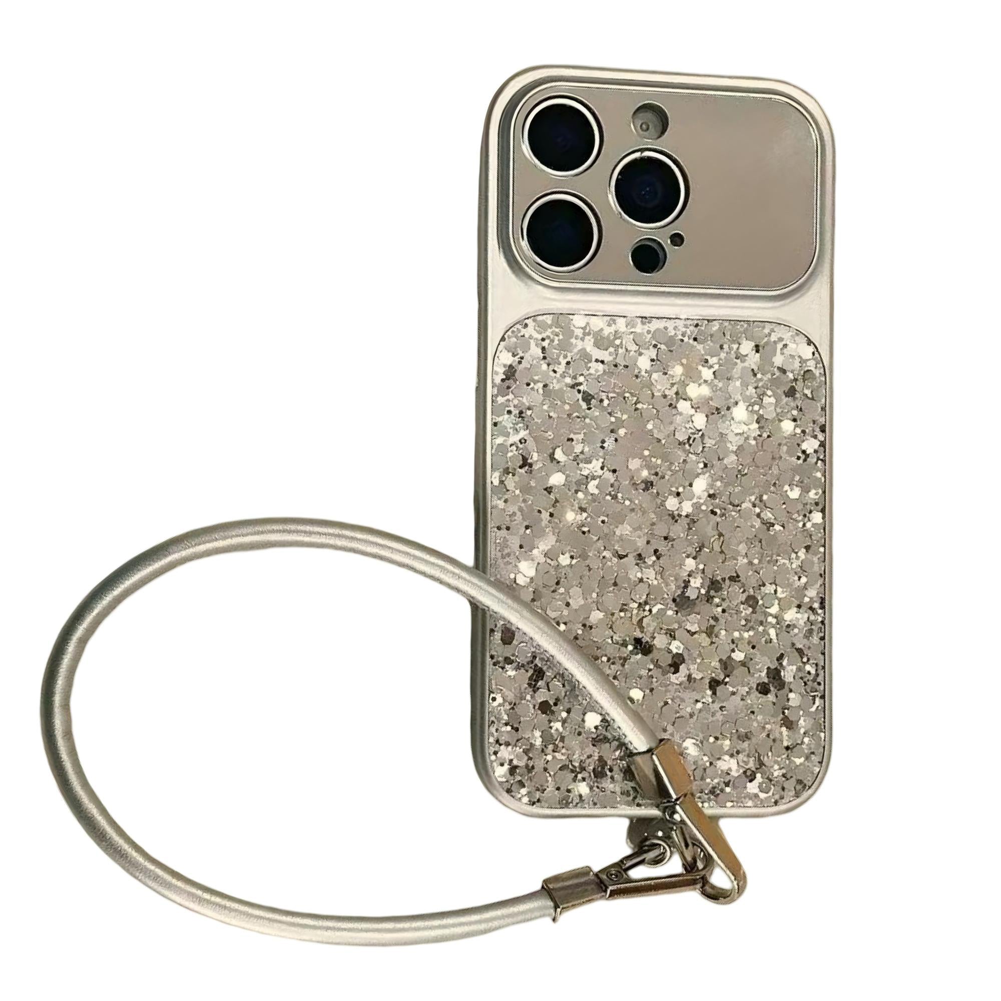 Anna-Kaci Glitter Phone Case with Wrist Strap Protective Cover Sparkle Back Panel Secure Grip Design