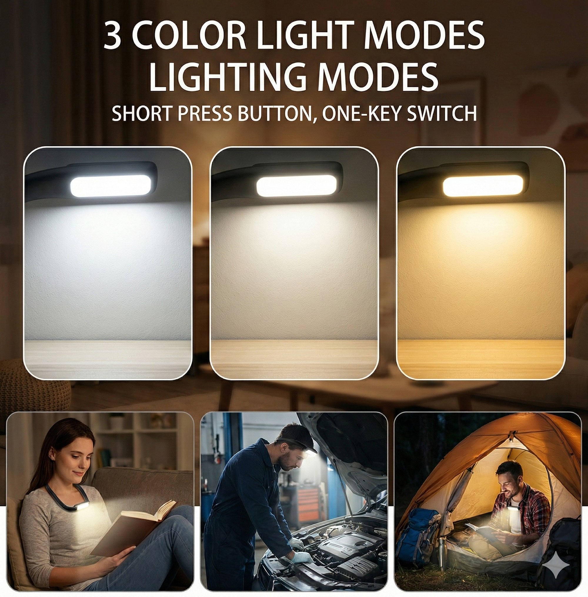 Anna-Kaci Flexible Neck Reading Light with Dual Adjustable Heads and Hands-Free Design