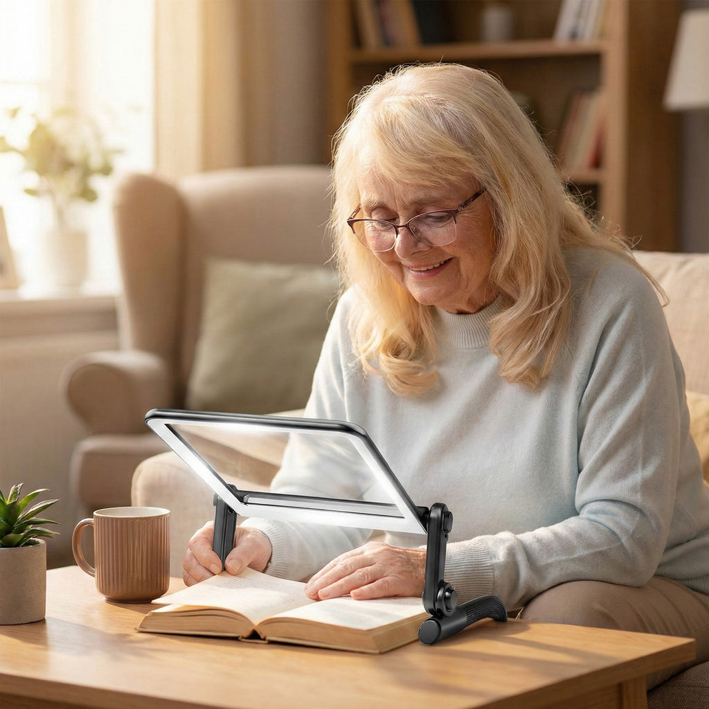 Anna-Kaci LED Lighted Reading Magnifier with Adjustable Stand and Rechargeable Battery