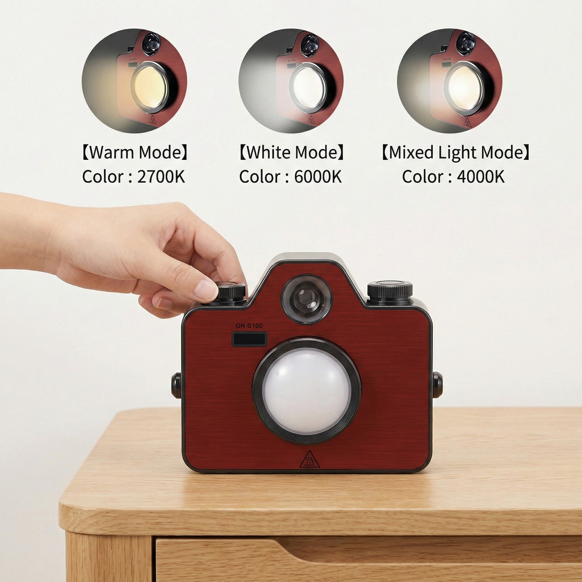 Anna-Kaci Retro Camera Style Rechargeable LED Light with Adjustable Brightness and Multiple Light Modes
