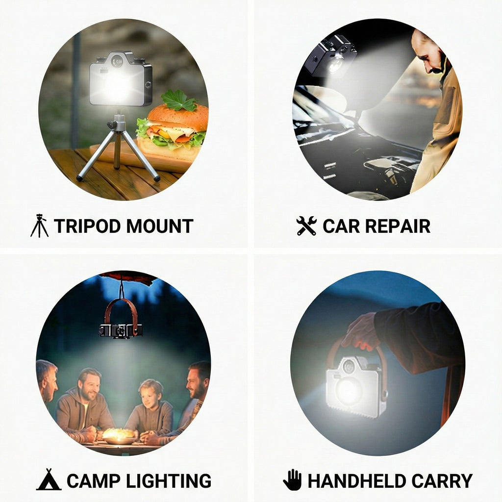 Anna-Kaci Retro Camera Style Rechargeable LED Light with Adjustable Brightness and Multiple Light Modes