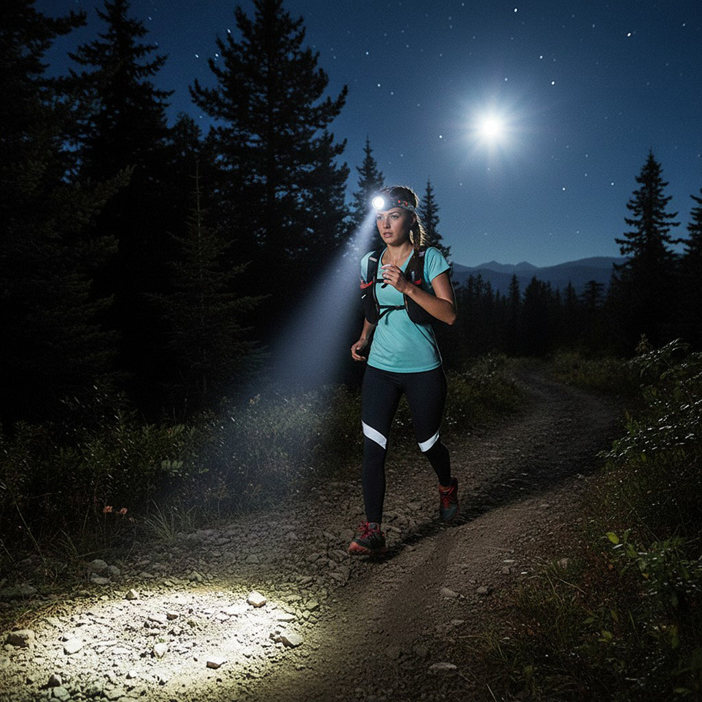 Anna-Kaci Adjustable LED Headlamp with Rechargeable Battery and Hands-Free Outdoor Lighting