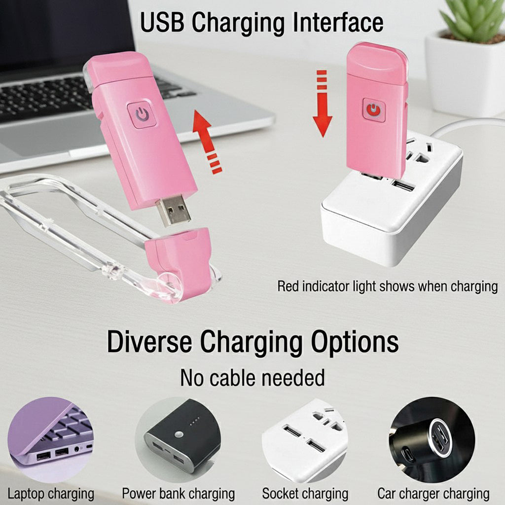 Anna-Kaci Clip-On Rechargeable LED Reading Light with Adjustable Angle and Compact Foldable Design