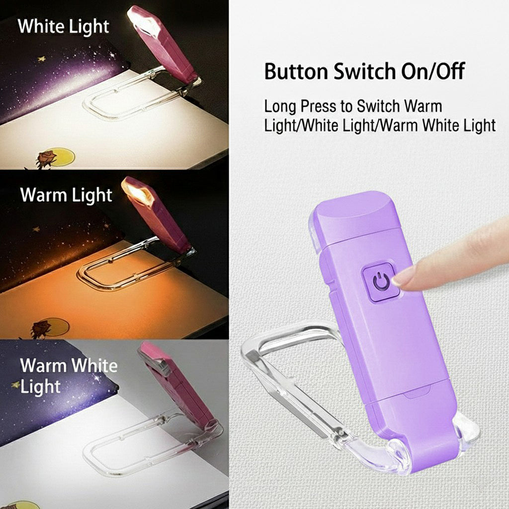 Anna-Kaci Clip-On Rechargeable LED Reading Light with Adjustable Angle and Compact Foldable Design