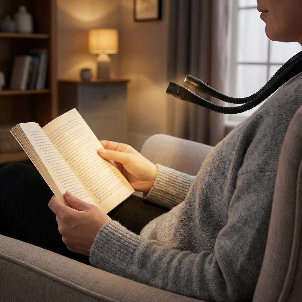 Anna-Kaci Wearable Neck Reading Light with Dual Adjustable LED Arms and Hands-Free Flexible Design